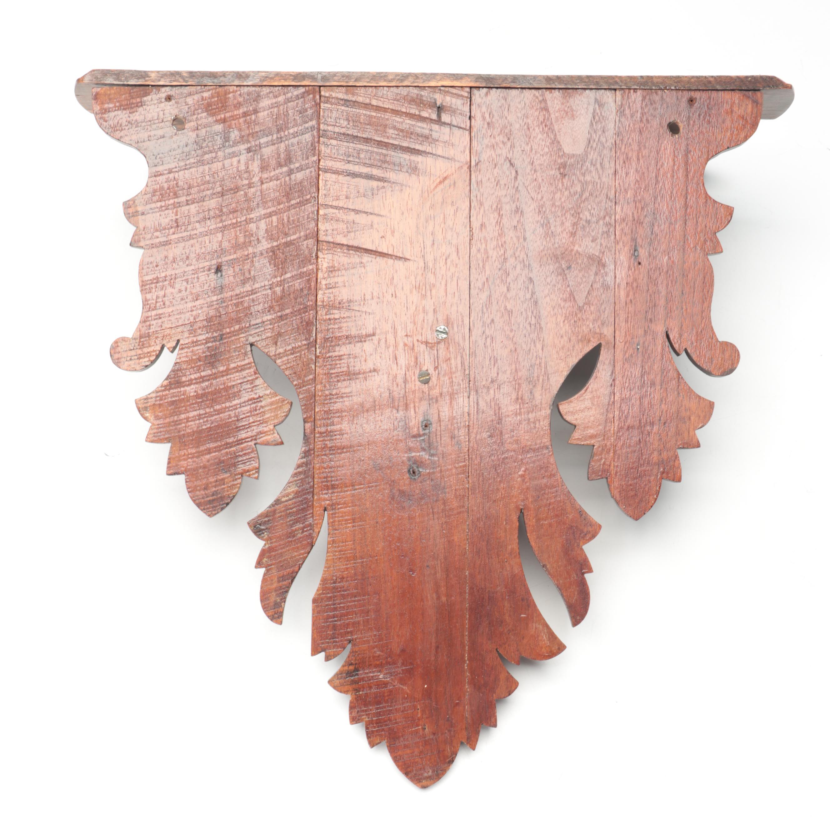Black Forest Style Carved Wood Wall Shelf, Late 19th/ Early 20th Century