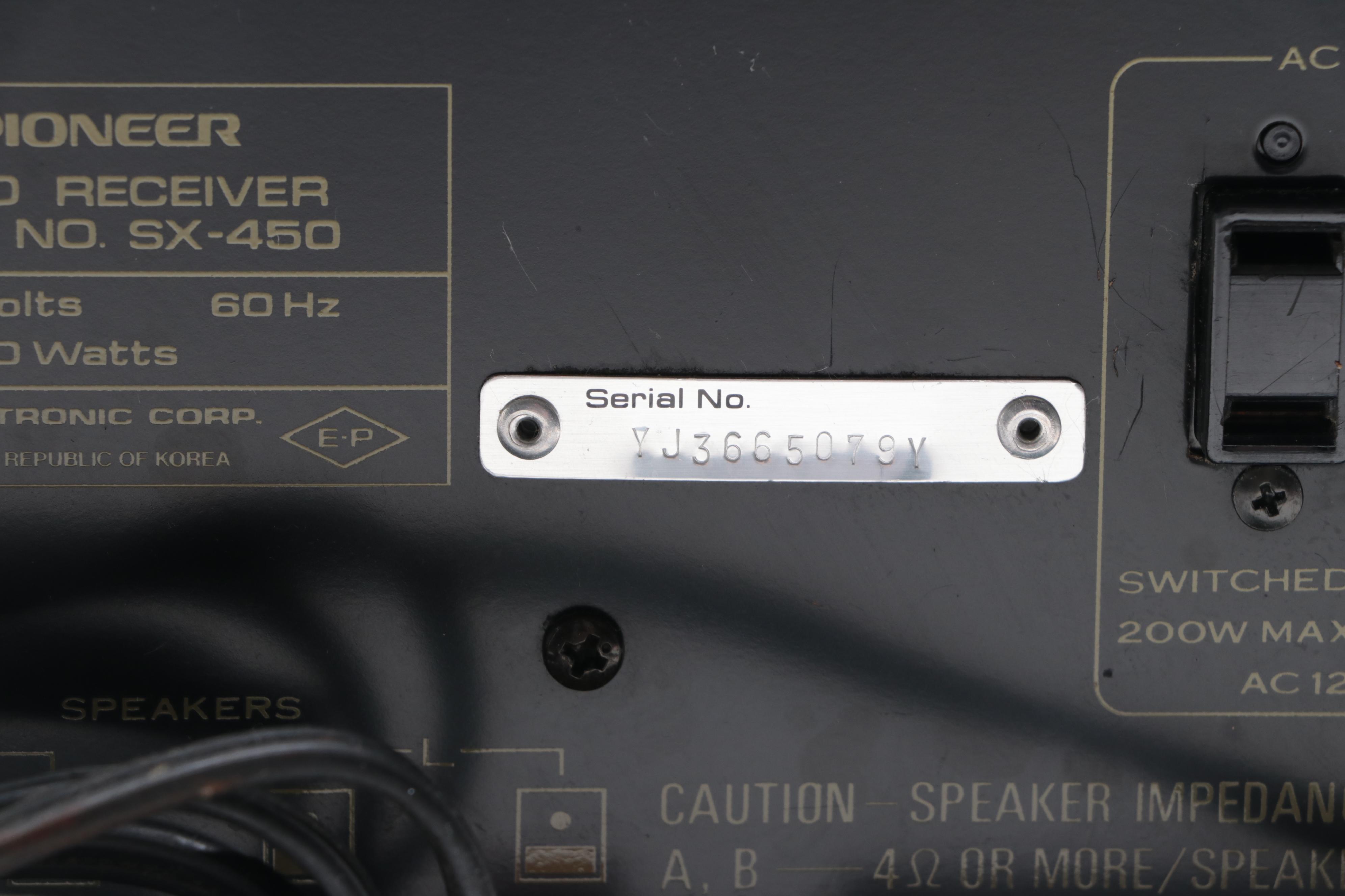 Pioneer Stereo Receiver, Mid to Late 20th Century