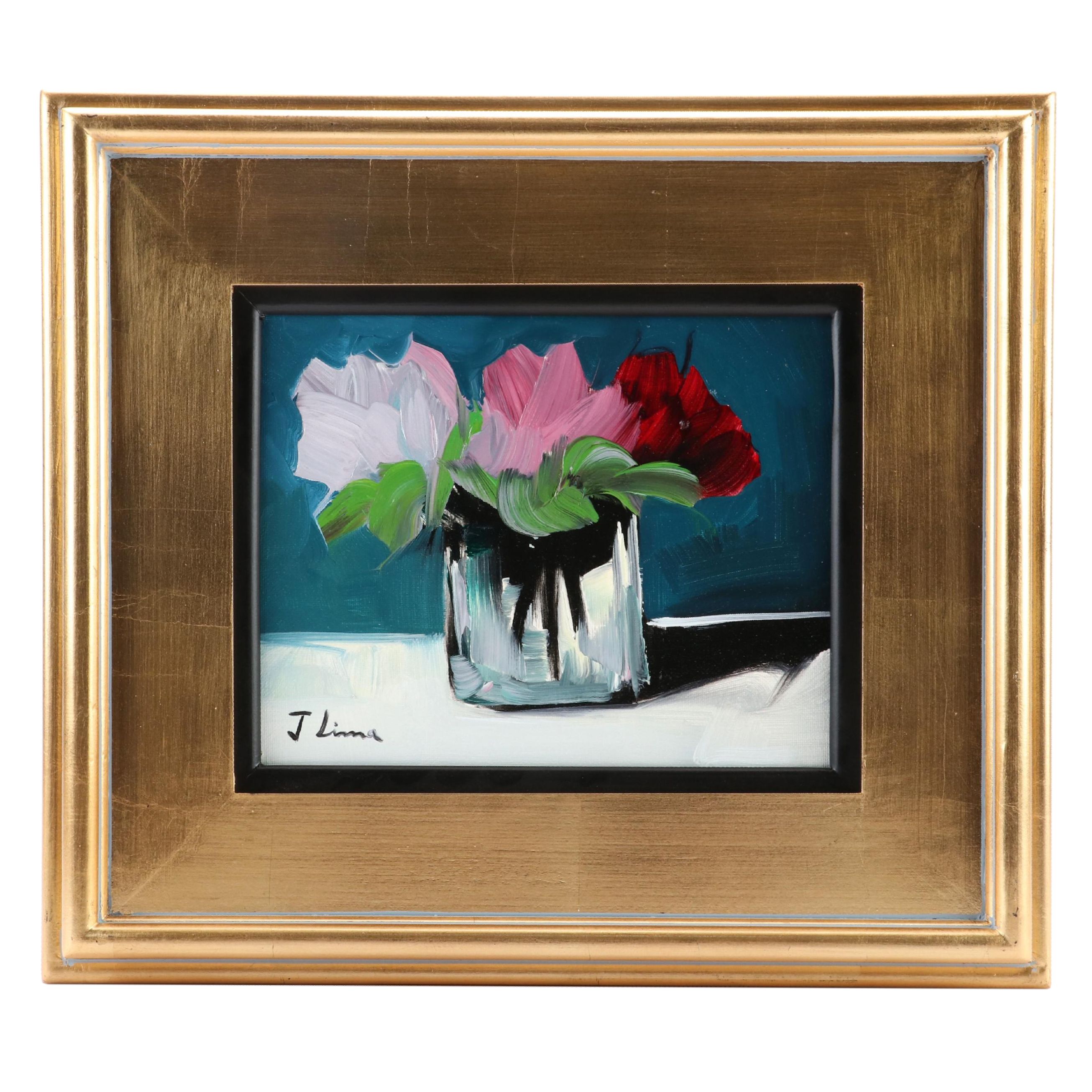 José M. Lima Floral Still Life Oil Painting, 2023