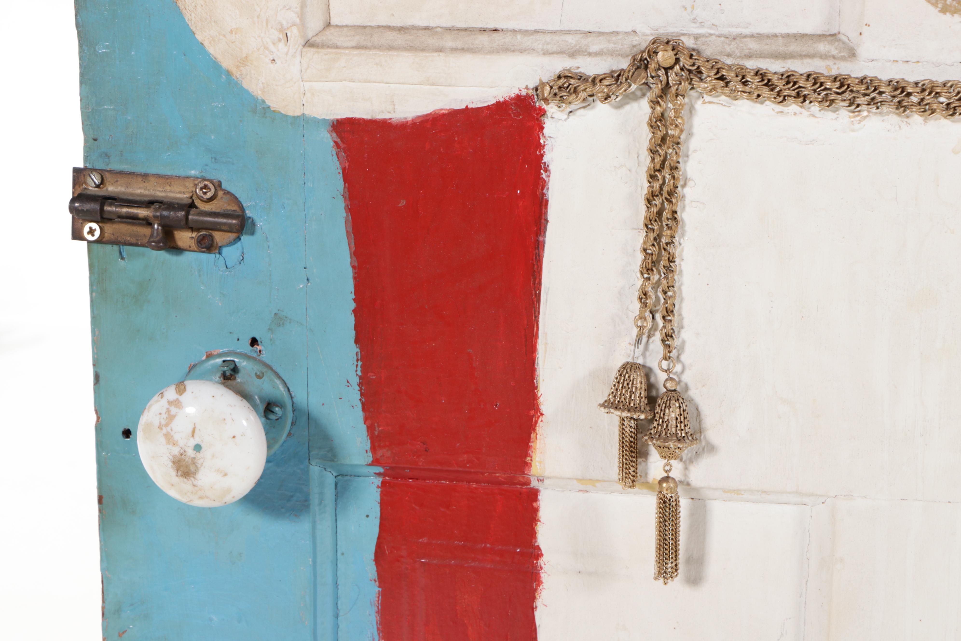 Freida Hoffman "Freind" Mixed-Media Painting of Jesus on Wooden Door