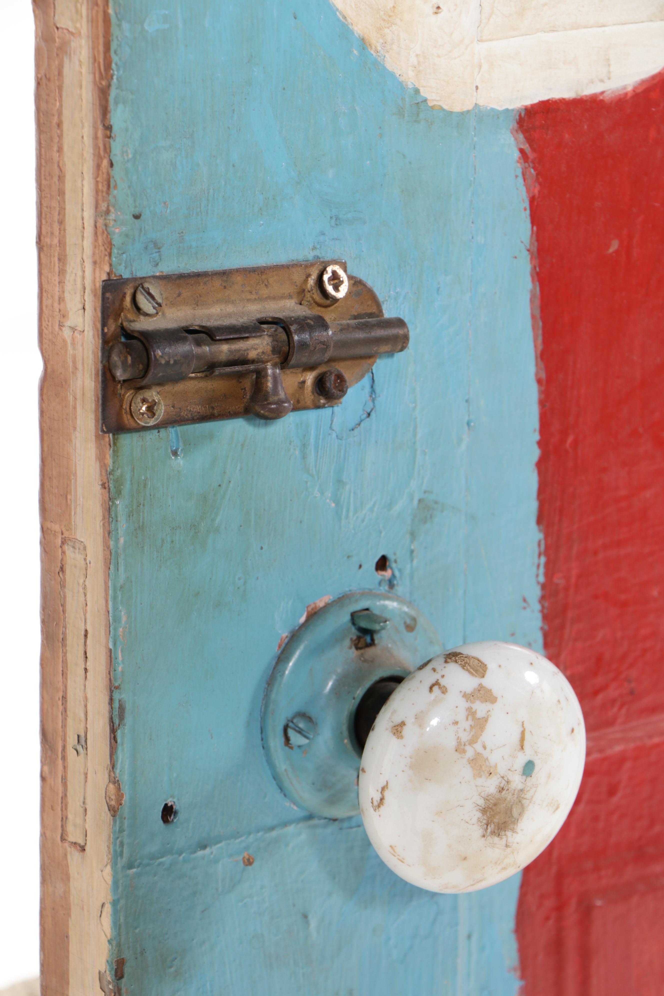 Freida Hoffman "Freind" Mixed-Media Painting of Jesus on Wooden Door