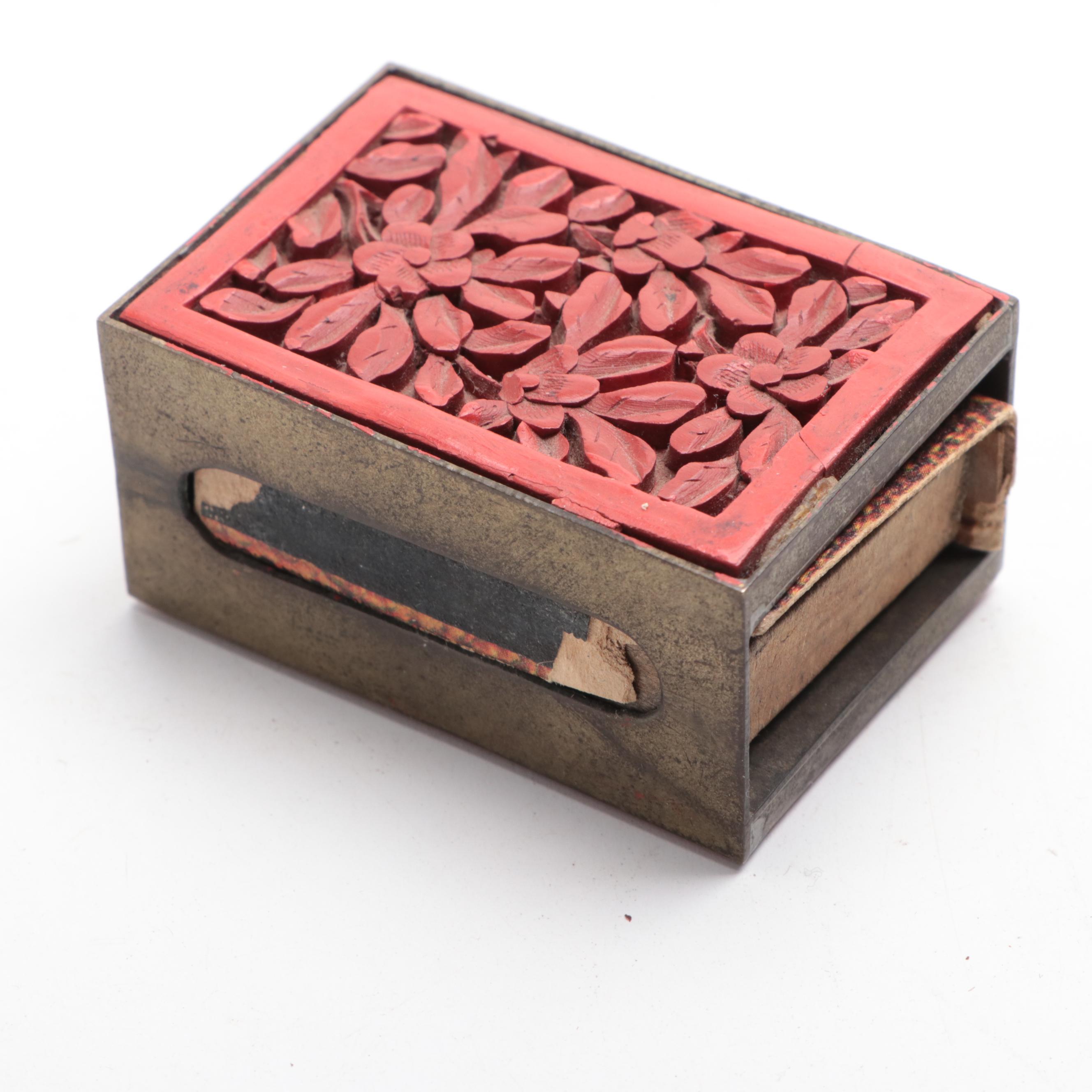 Cinnabar Lacquer Seal Paste Boxes and Matchbox Cover