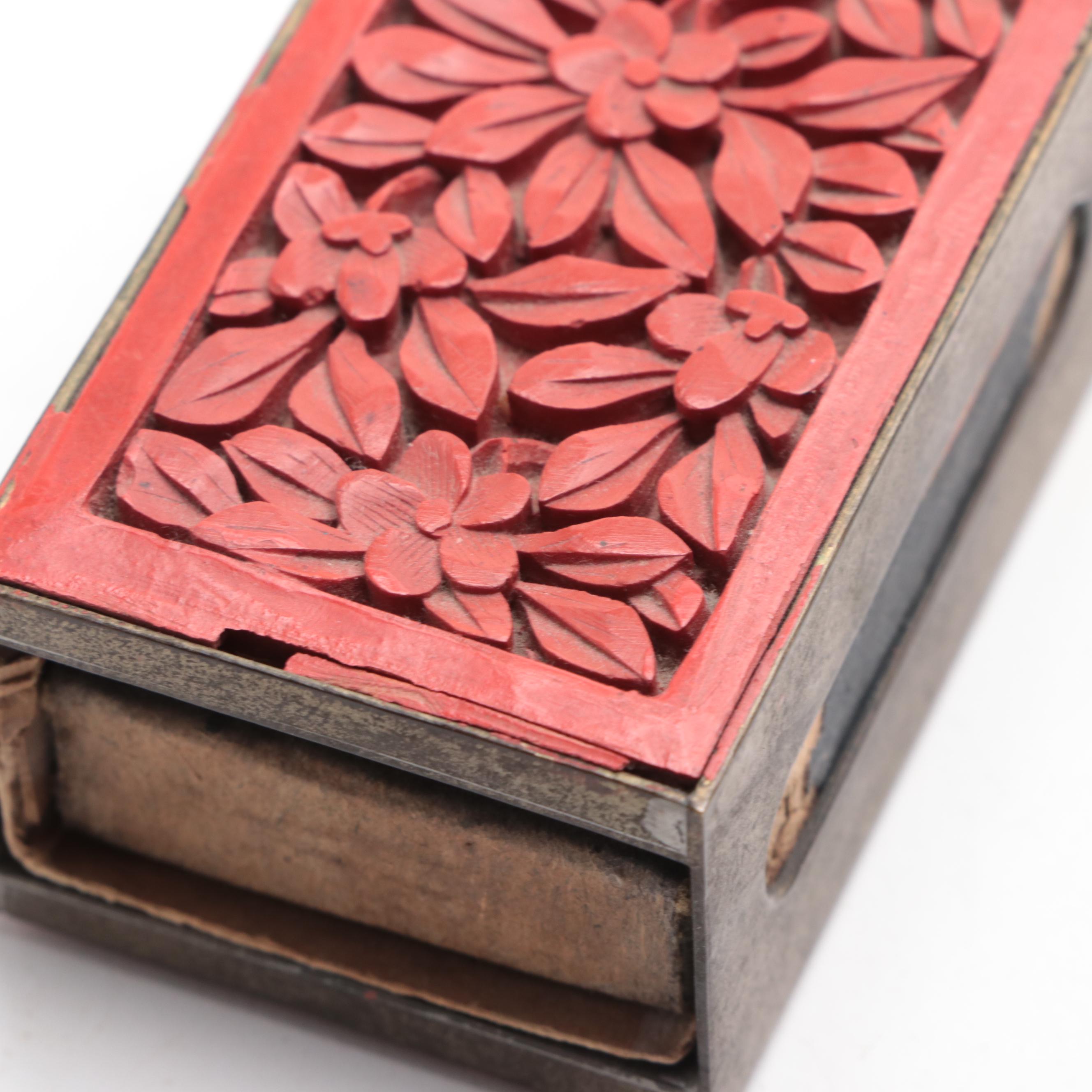 Cinnabar Lacquer Seal Paste Boxes and Matchbox Cover