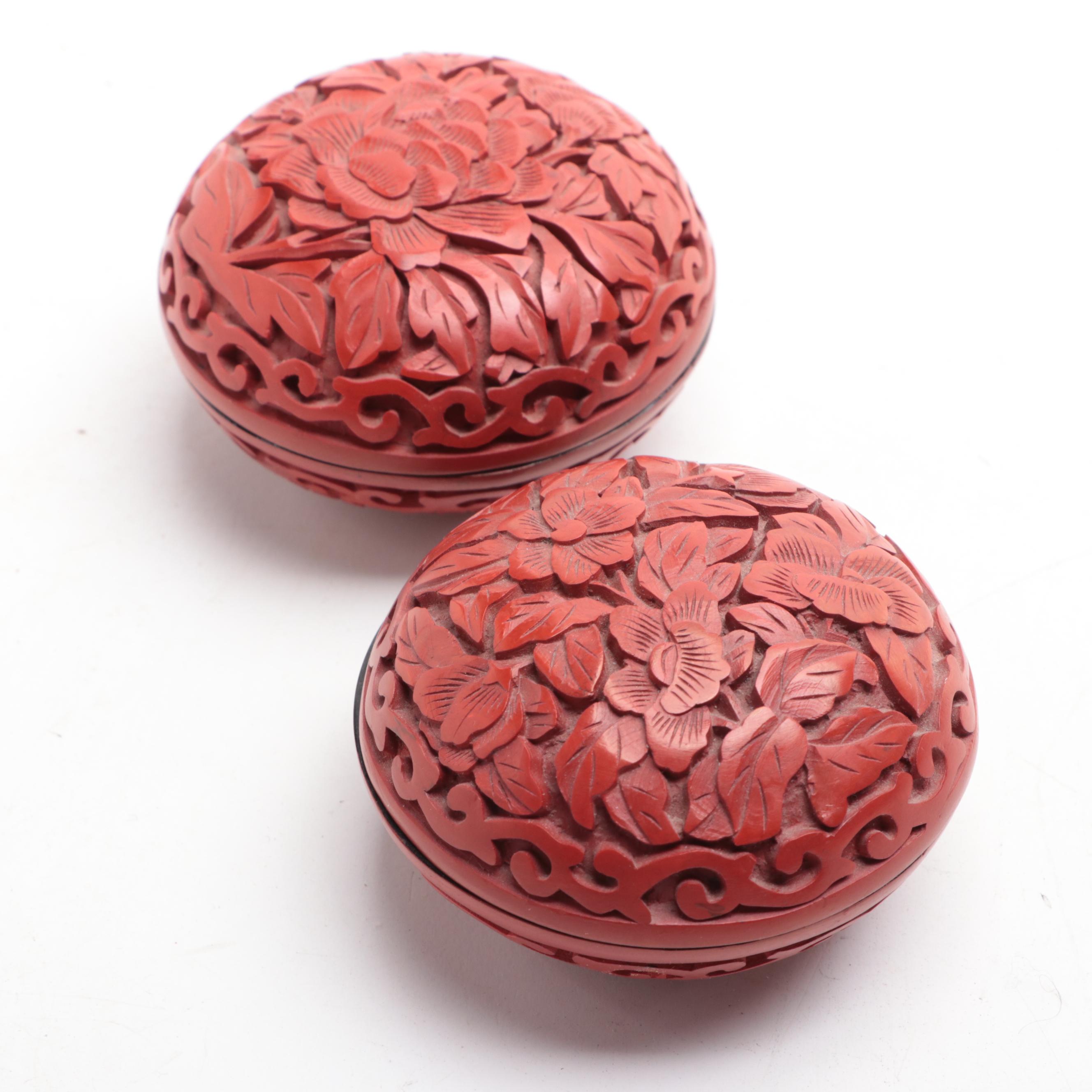 Cinnabar Lacquer Seal Paste Boxes and Matchbox Cover