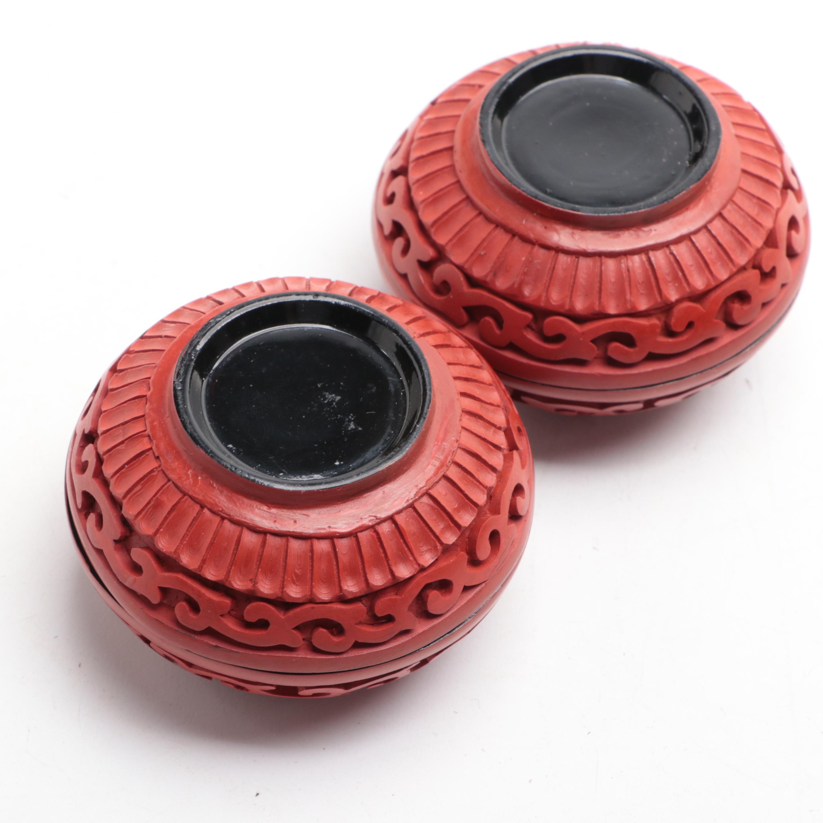 Cinnabar Lacquer Seal Paste Boxes and Matchbox Cover