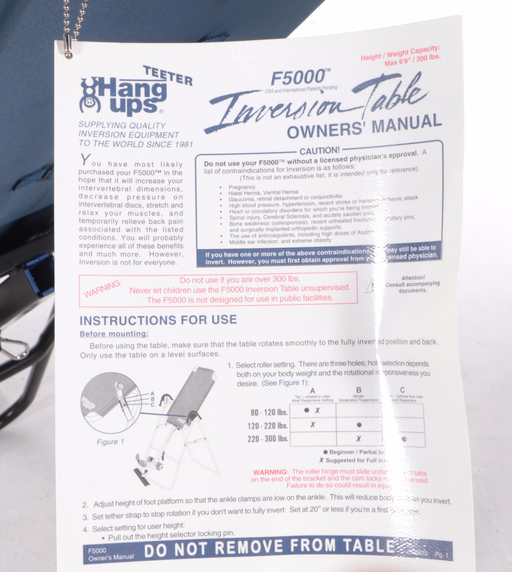 Teeter Hang Ups F5000 Inversion Table