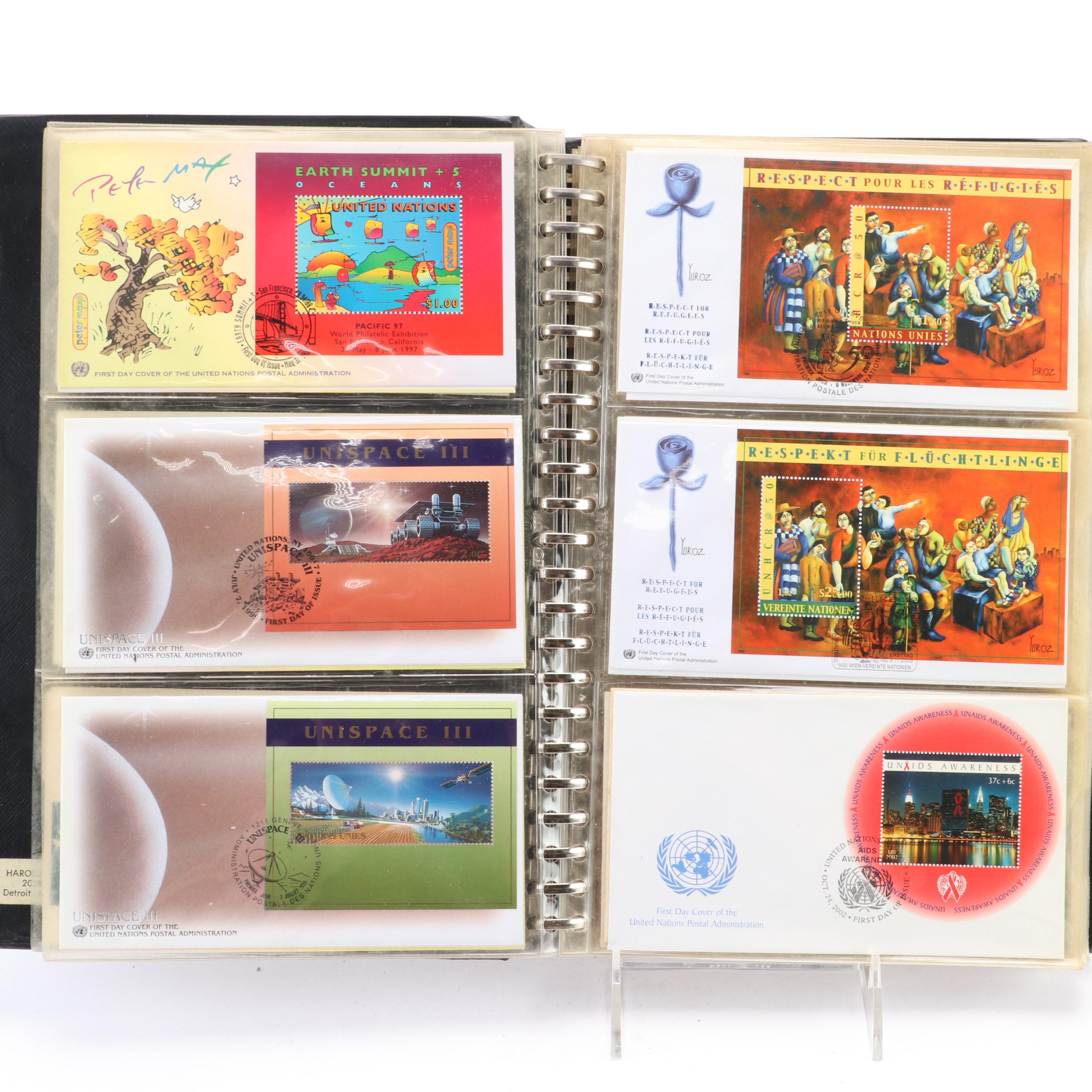 Extensive Collection of United Nations Stamps, First Day Covers, and Ephemera