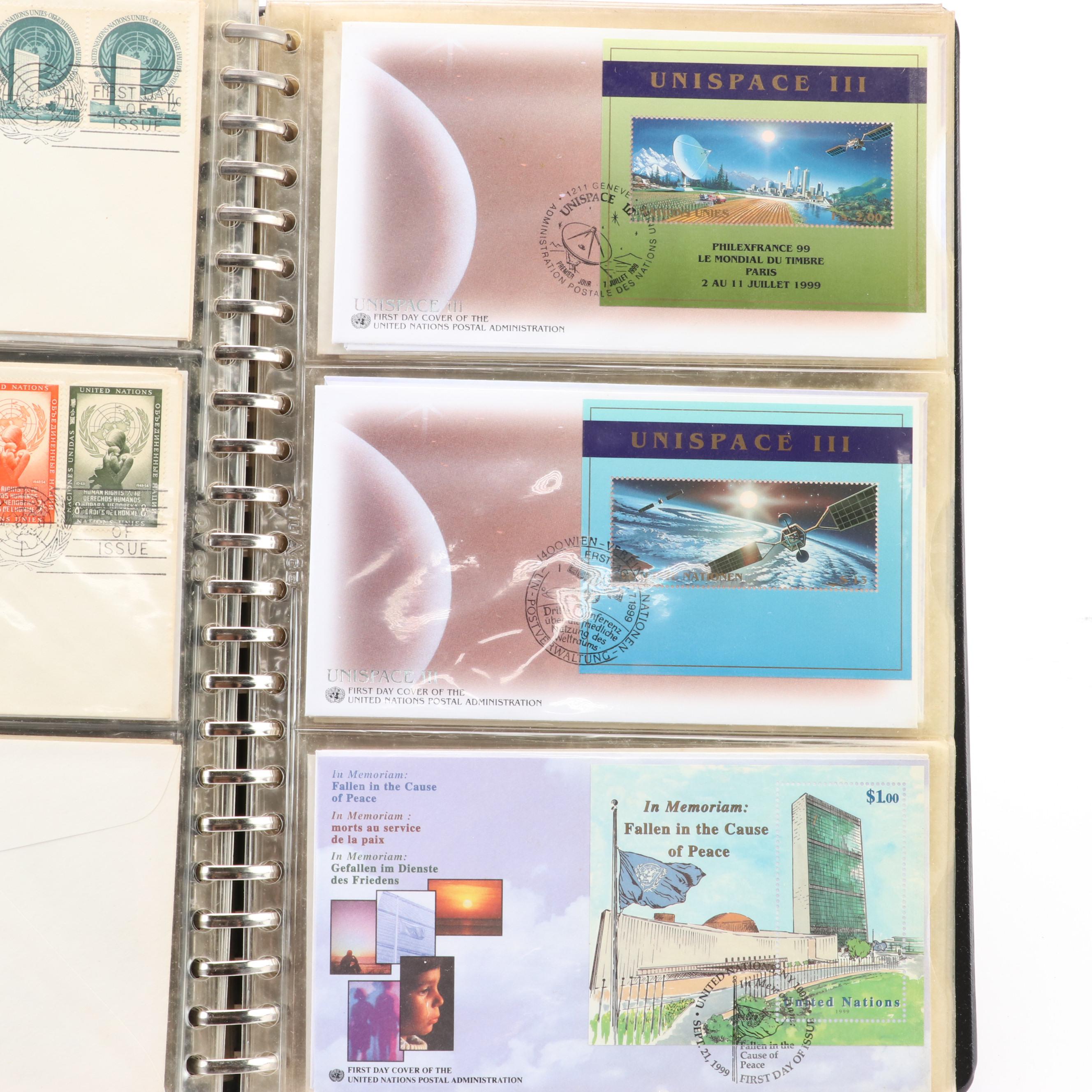 Extensive Collection of United Nations Stamps, First Day Covers, and Ephemera