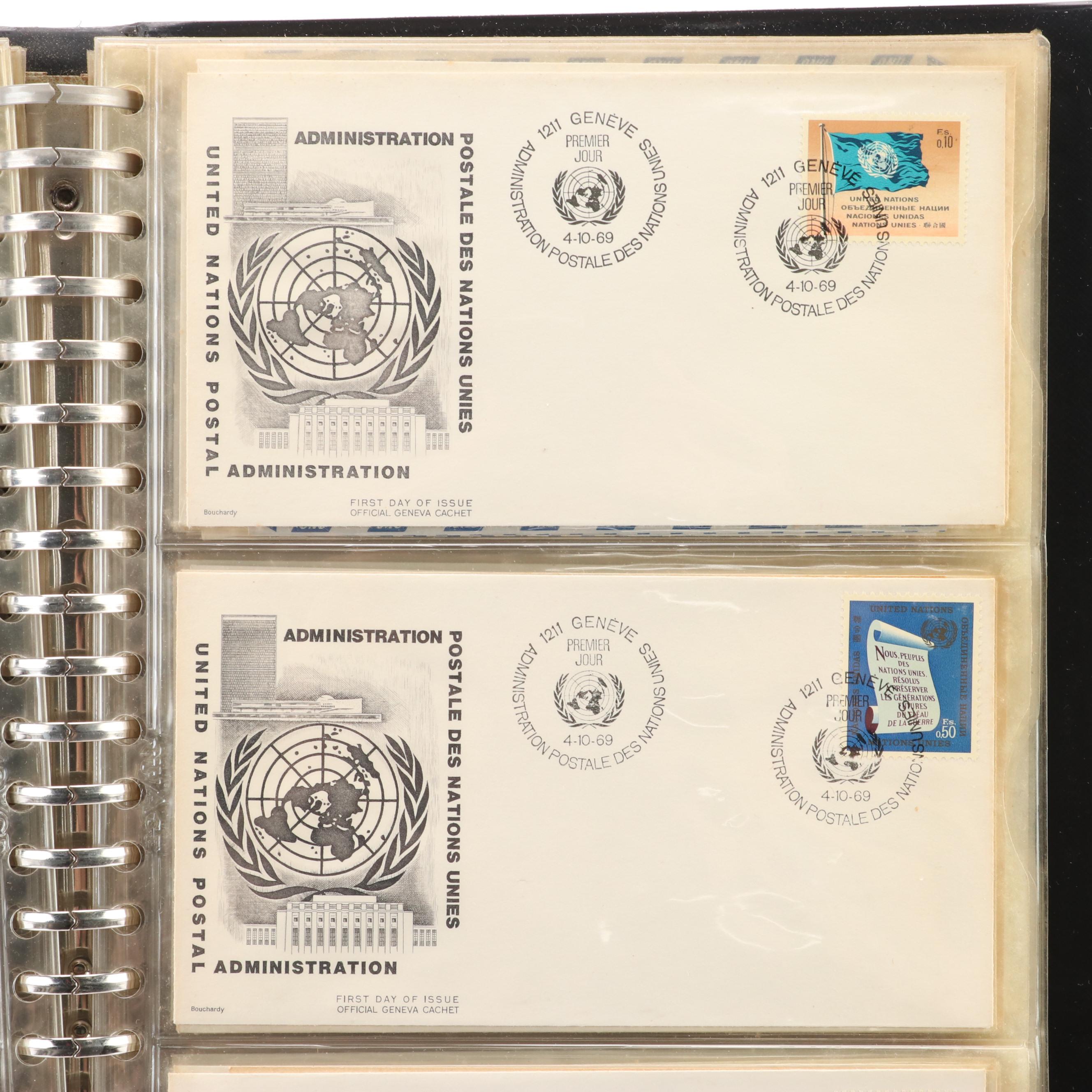 Extensive Collection of United Nations Stamps, First Day Covers, and Ephemera