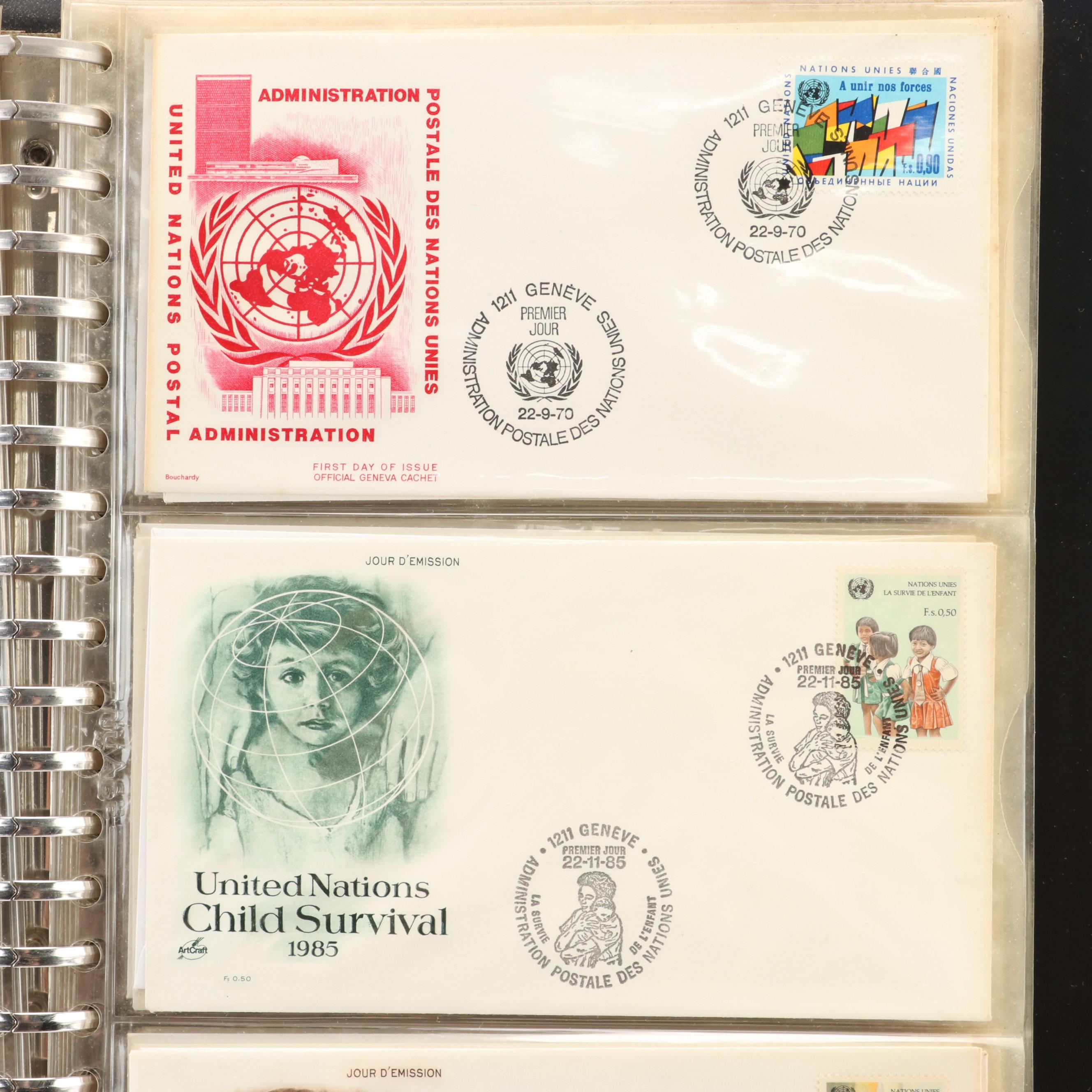 Extensive Collection of United Nations Stamps, First Day Covers, and Ephemera
