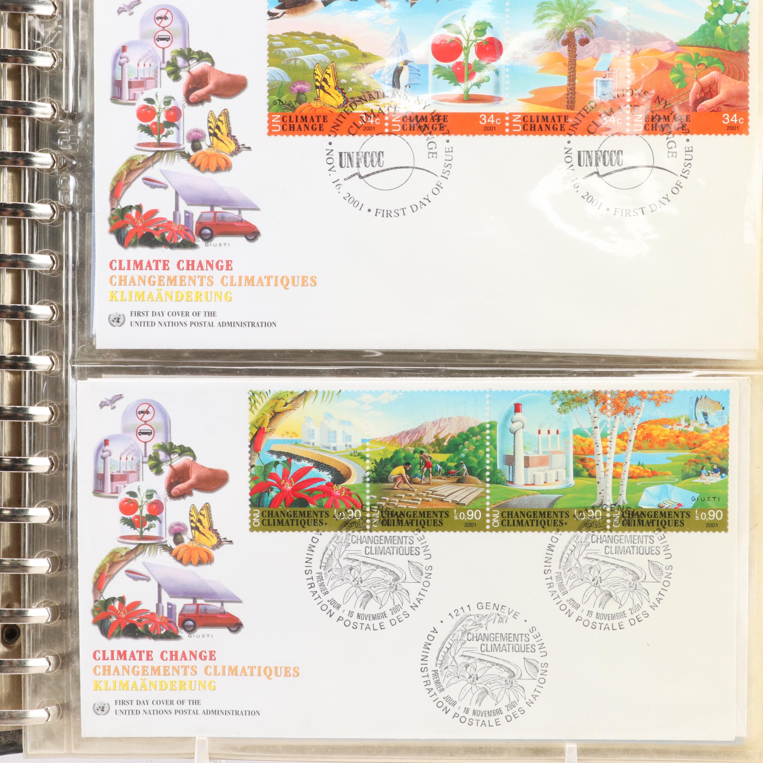 Extensive Collection of United Nations Stamps, First Day Covers, and Ephemera