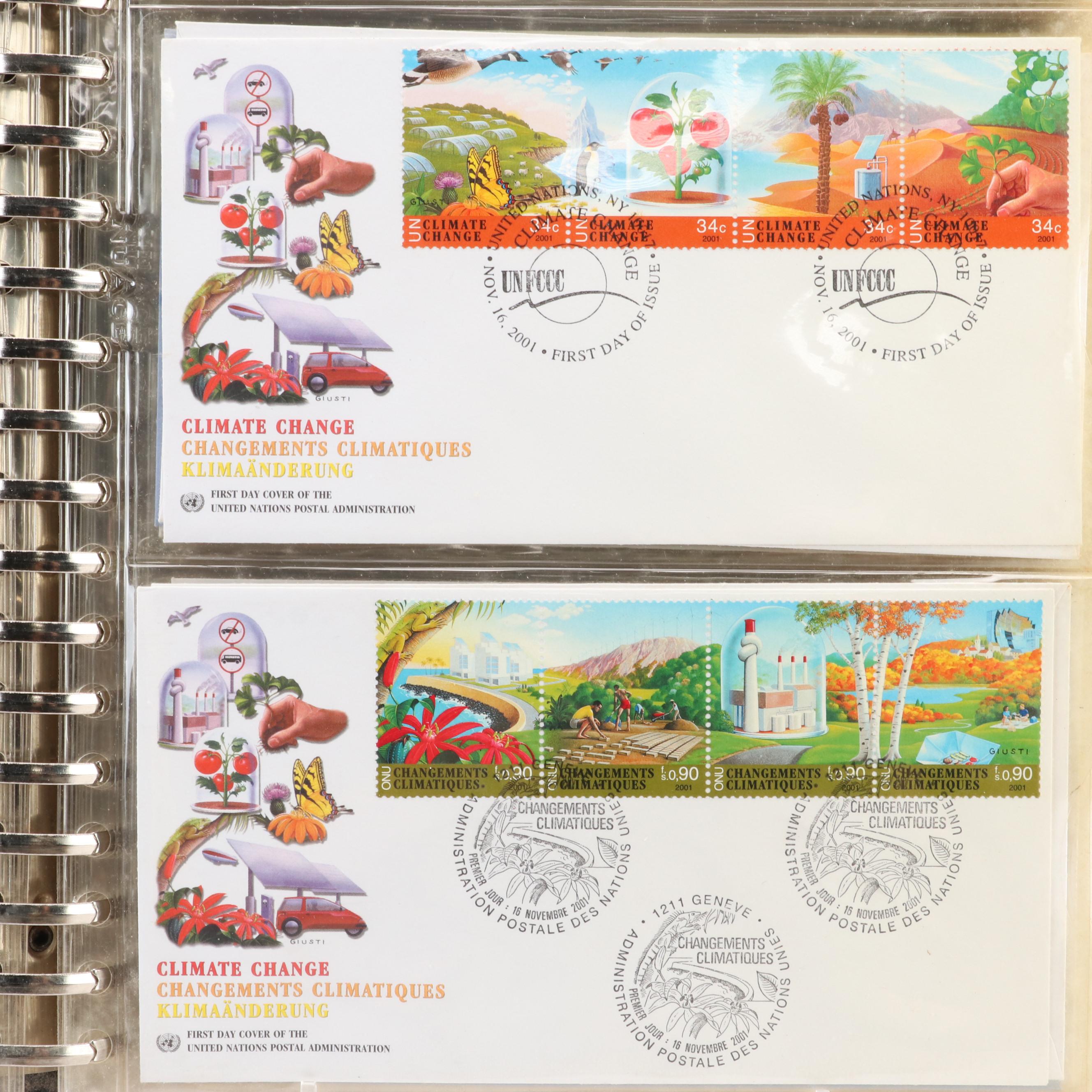 Extensive Collection of United Nations Stamps, First Day Covers, and Ephemera