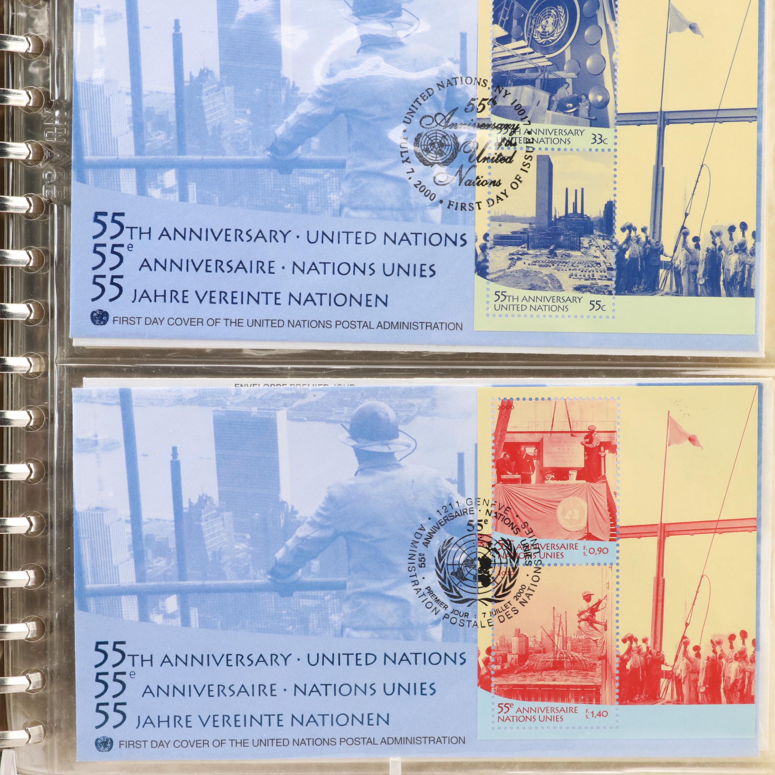 Extensive Collection of United Nations Stamps, First Day Covers, and Ephemera
