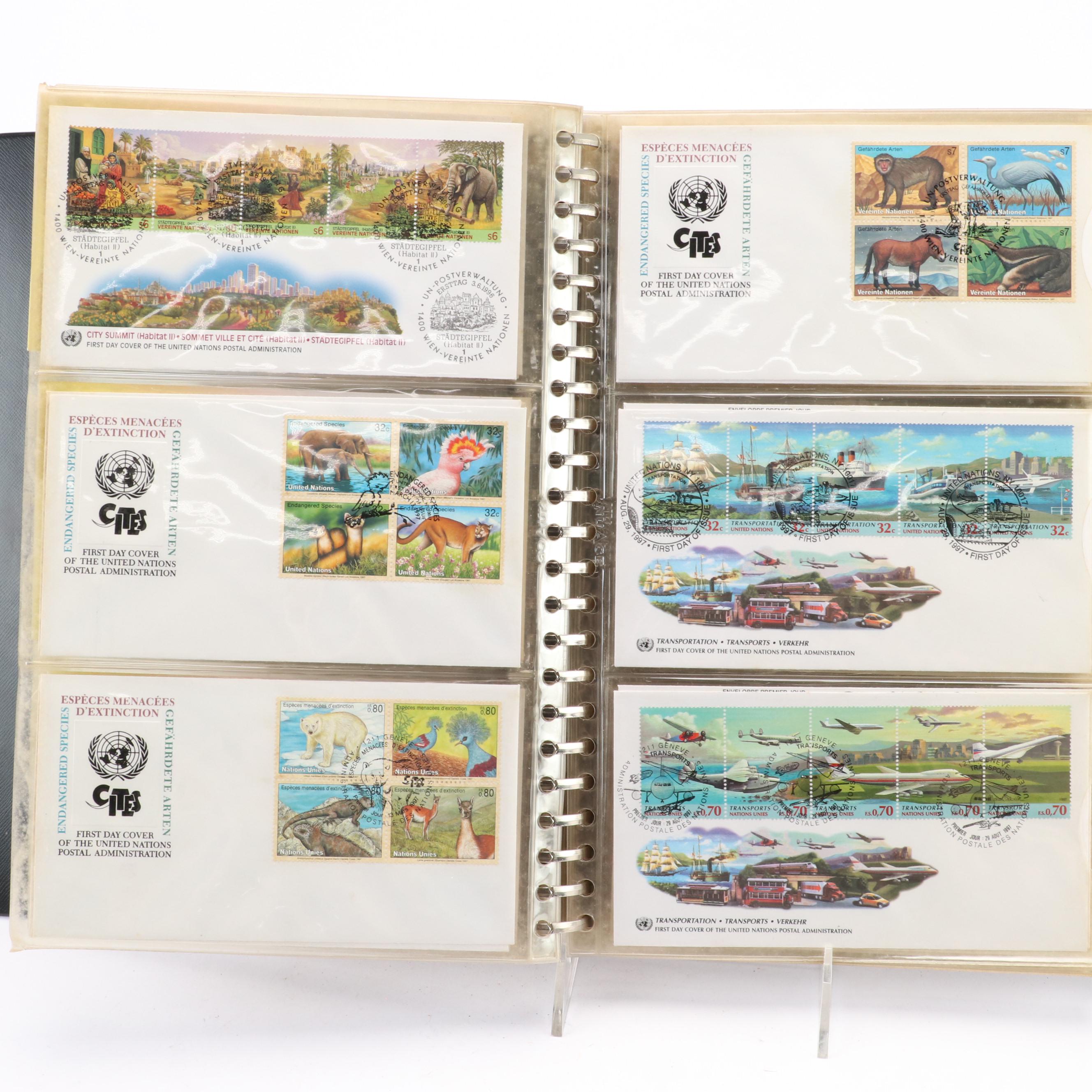 Extensive Collection of United Nations Stamps, First Day Covers, and Ephemera