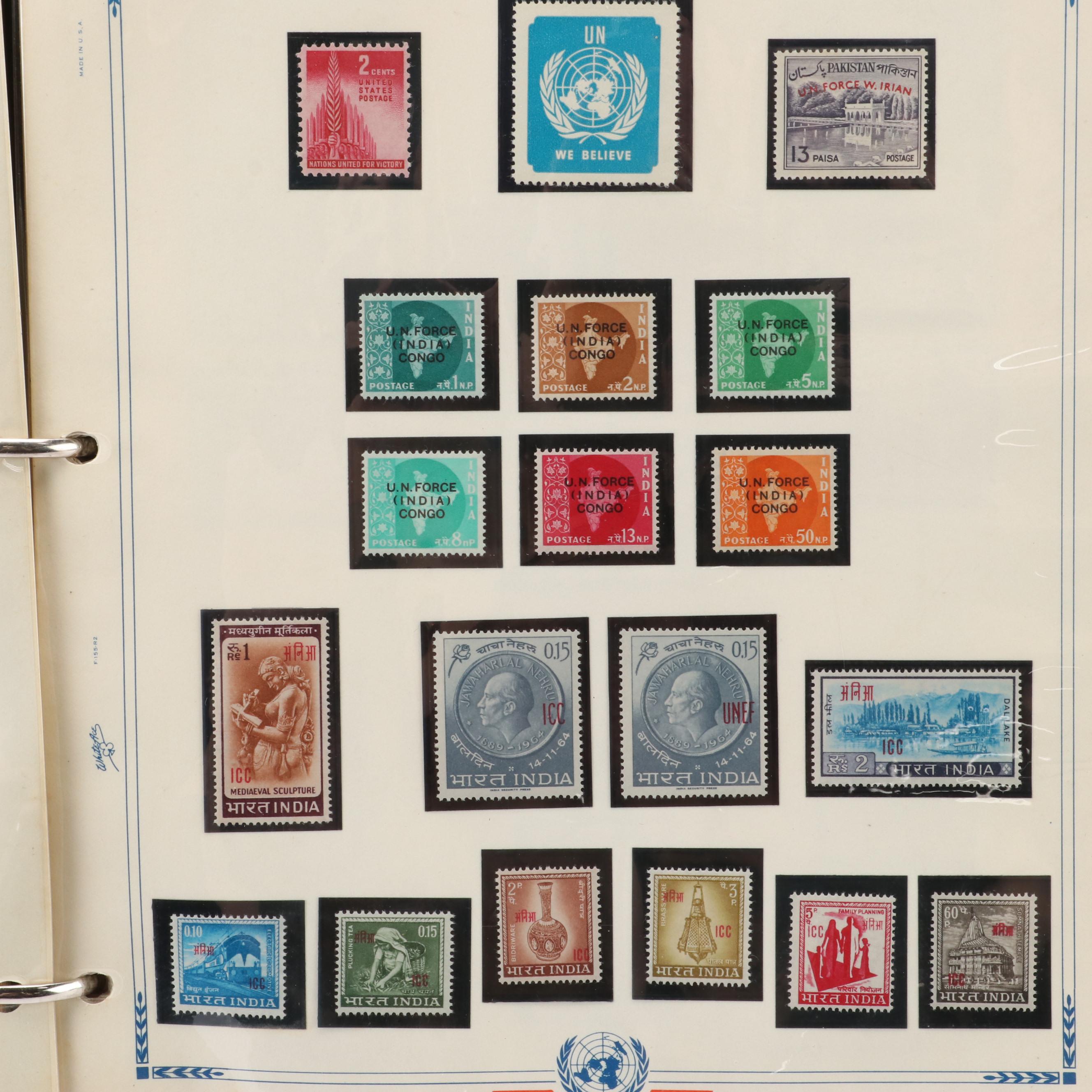 Extensive Collection of United Nations Stamps, First Day Covers, and Ephemera