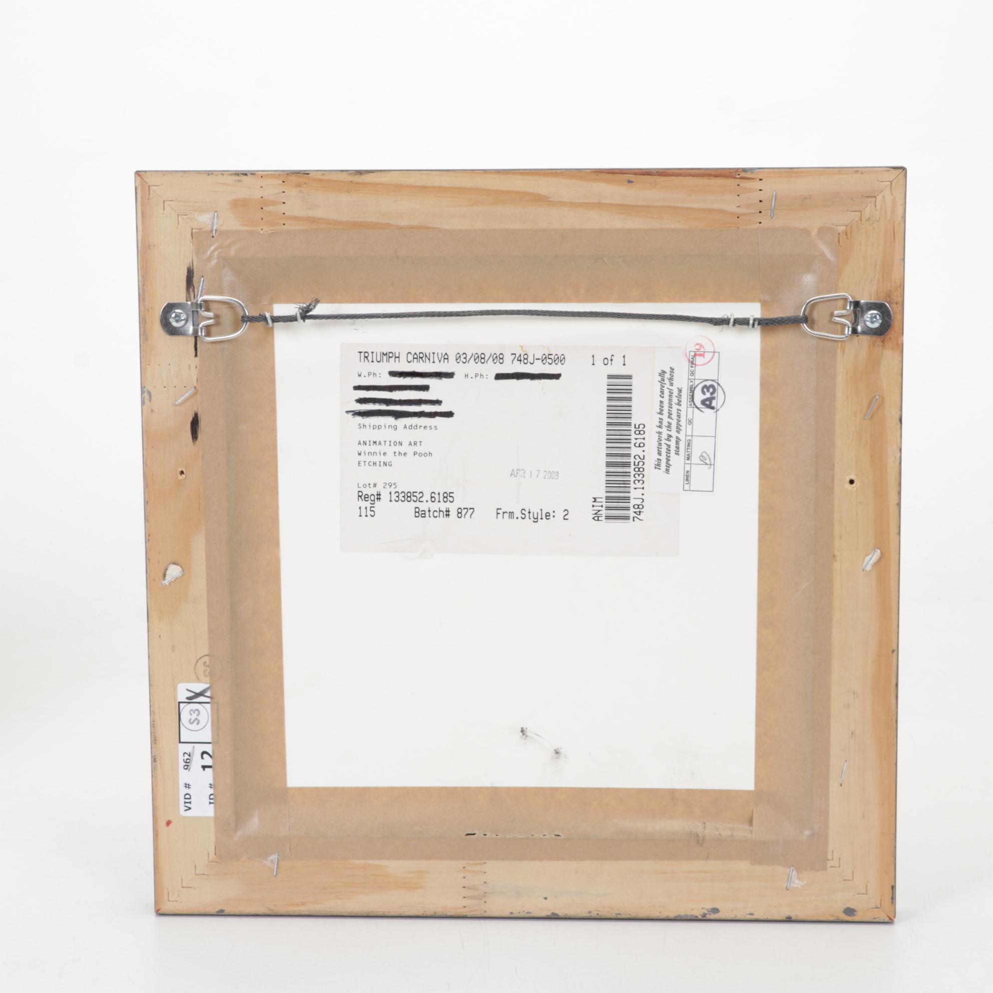 Sowa & Reiser for Disney Hand-Colored Etching "Winnie the Pooh," Circa 2008