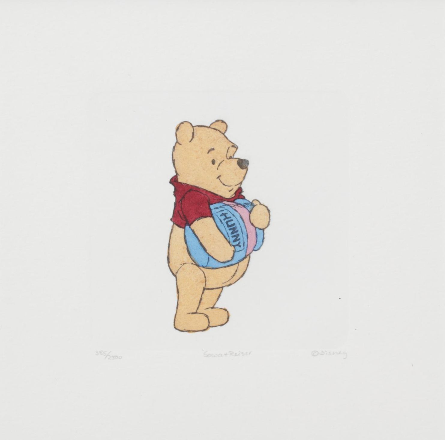 Sowa & Reiser for Disney Hand-Colored Etching "Winnie the Pooh," Circa 2008