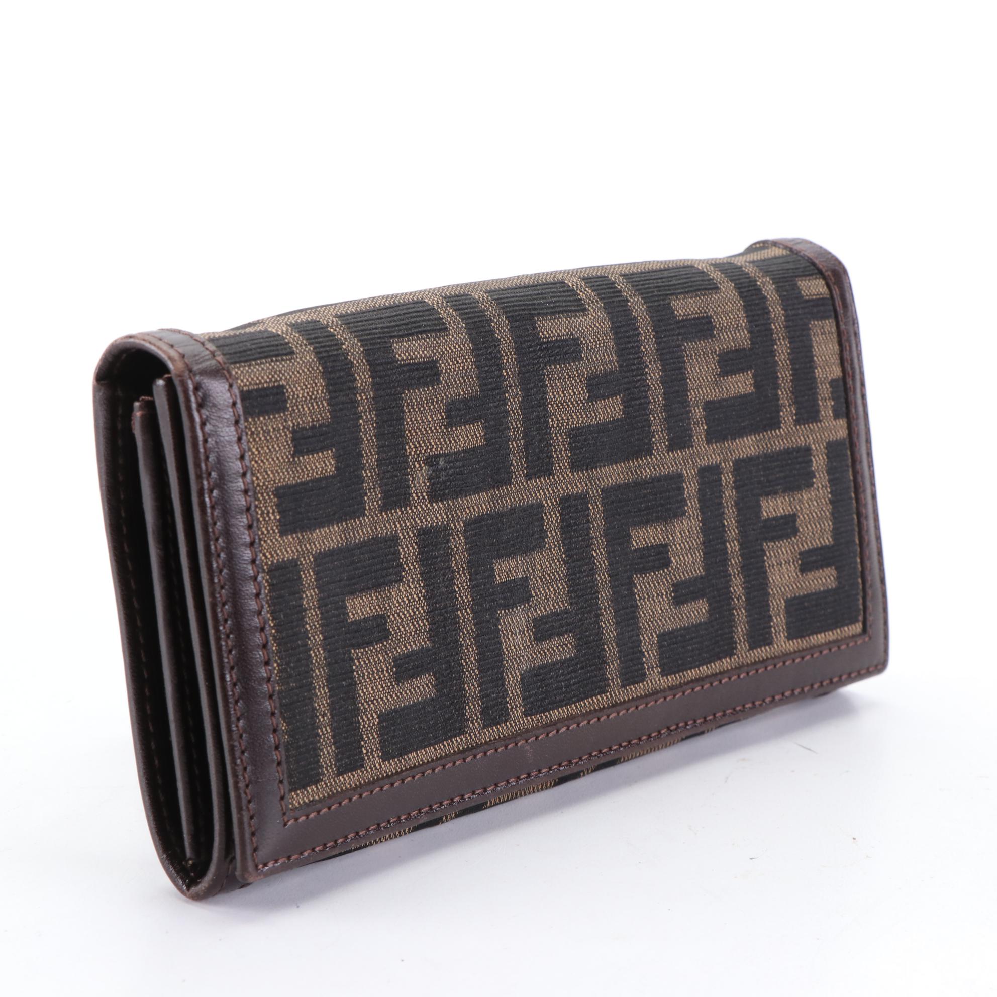 Fendi Continental Wallet in Zucca Canvas and Leather