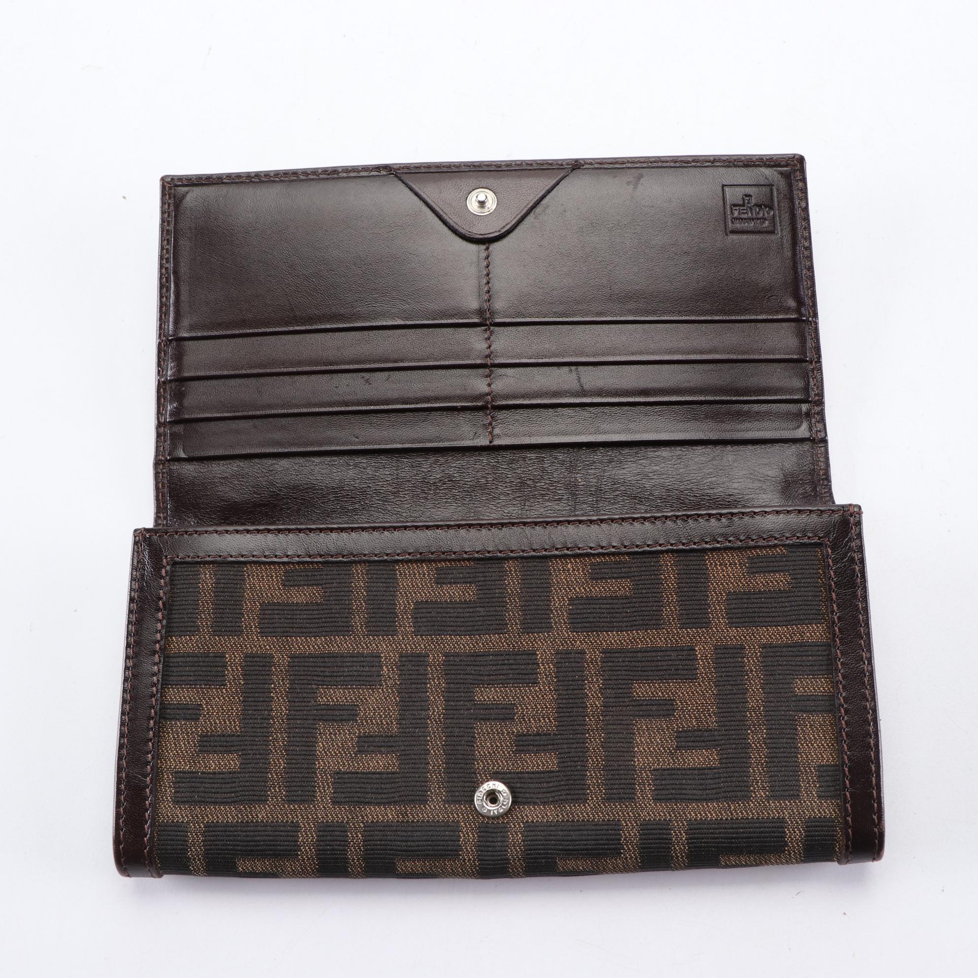 Fendi Continental Wallet in Zucca Canvas and Leather