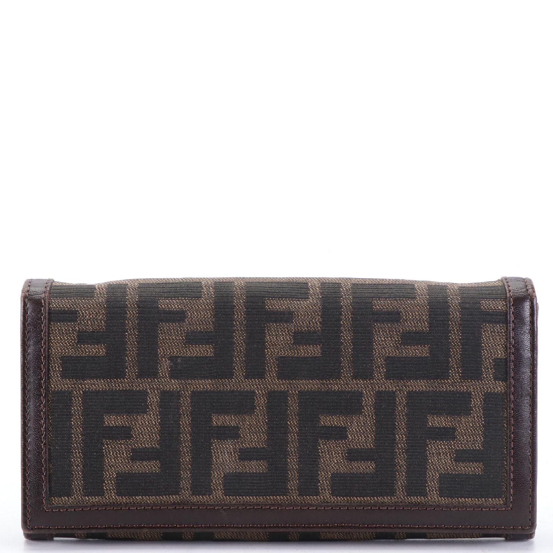 Fendi Continental Wallet in Zucca Canvas and Leather