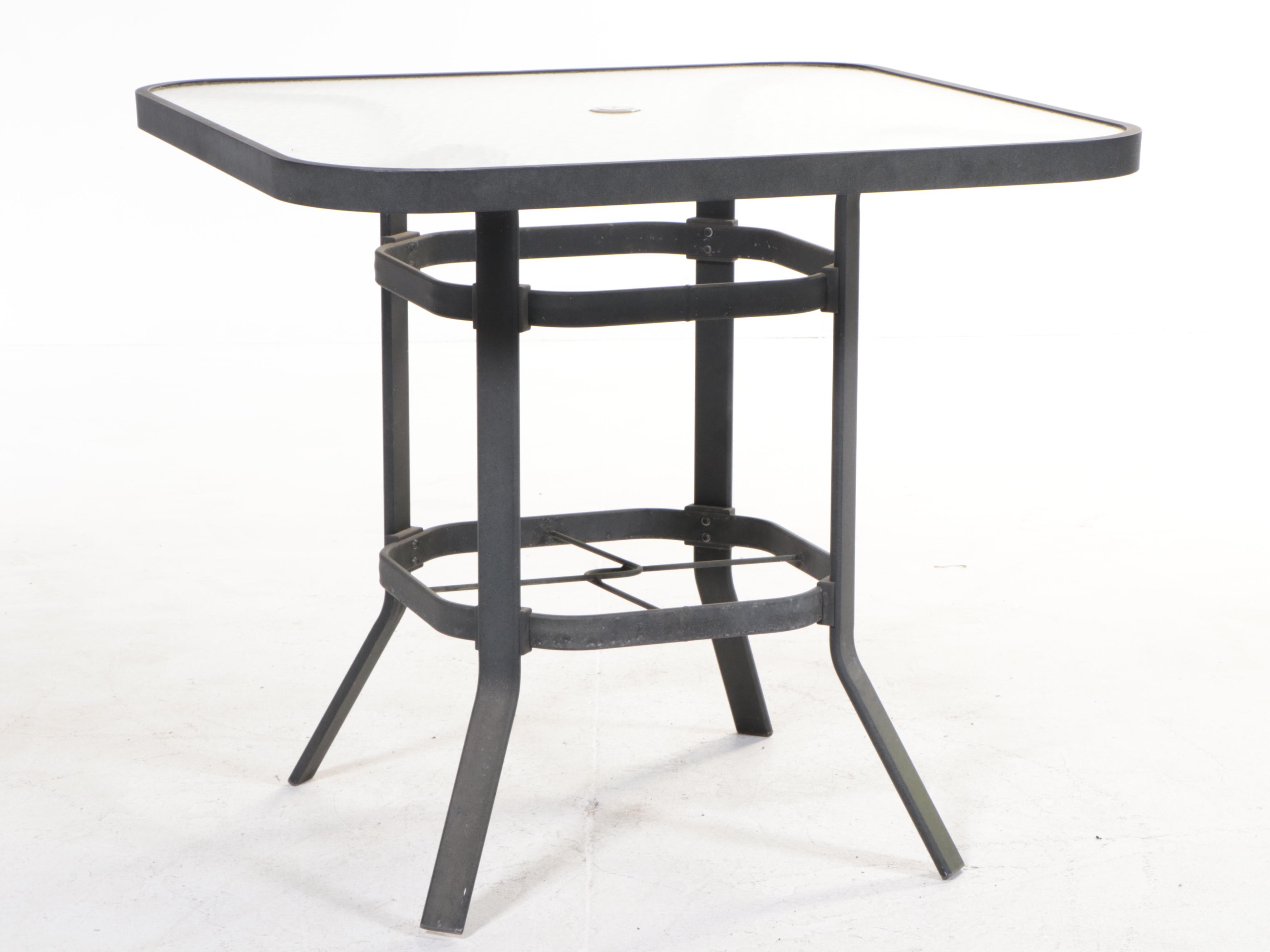 Aluminum Patio Bar Height Table With Swivel Chairs EBTH