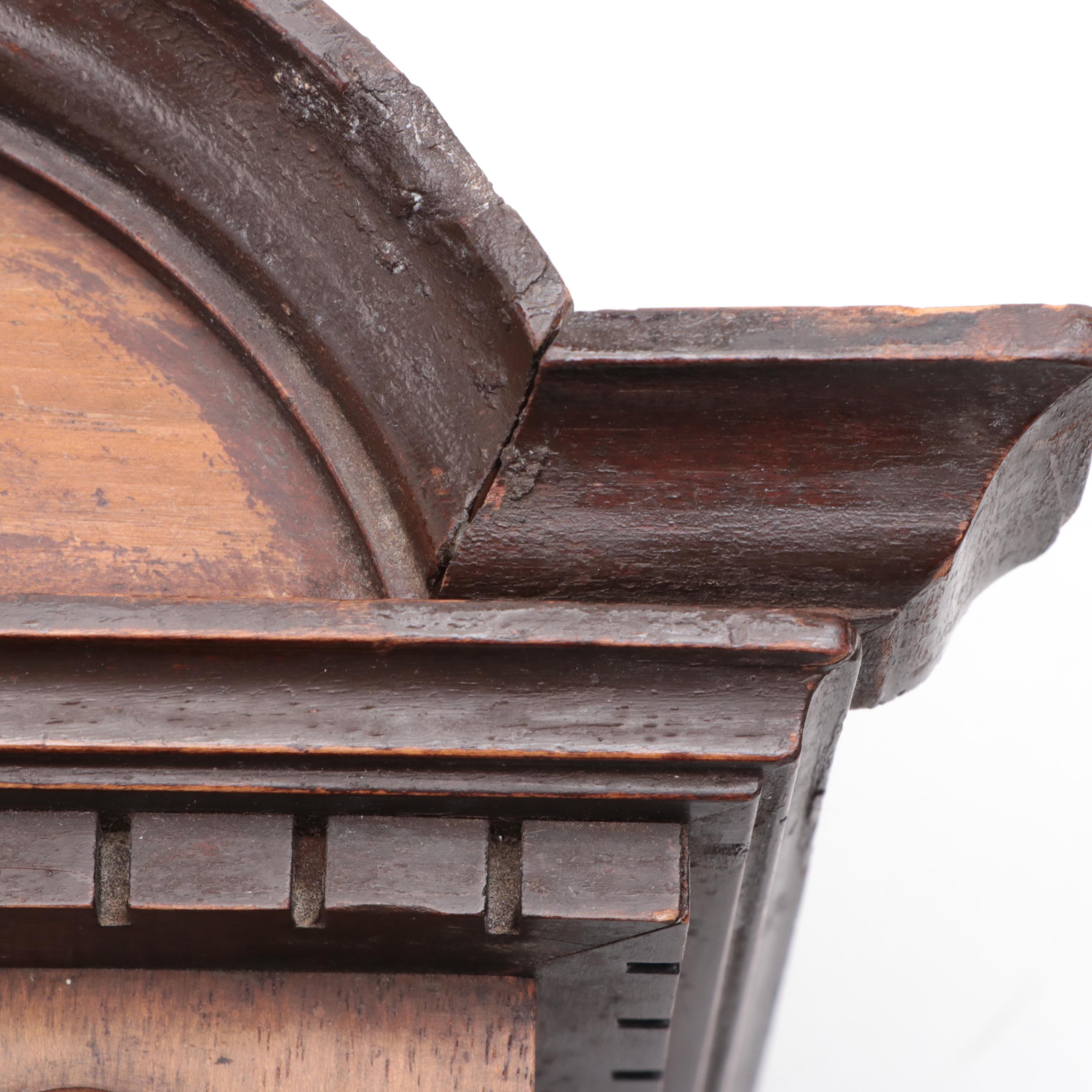 Late Victorian Wood Wall Clock with Thermometer and Barometer