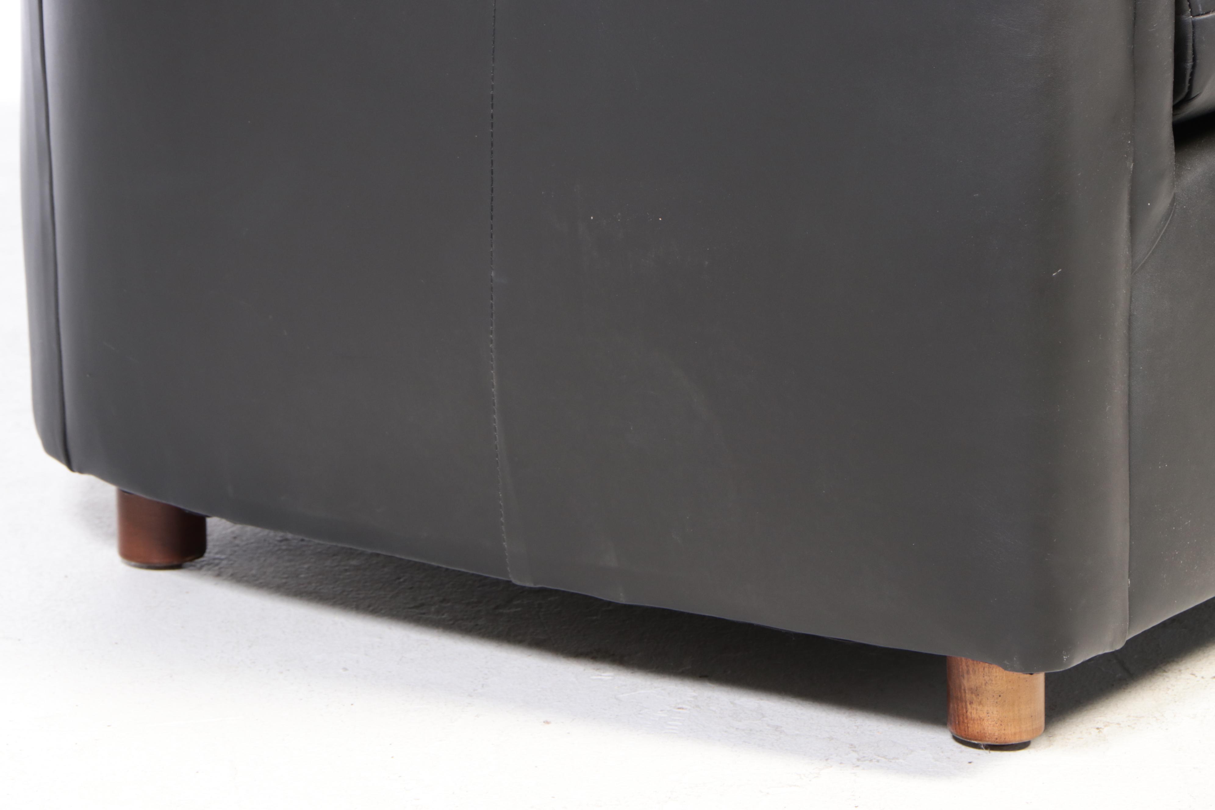 Leathercraft Contemporary Black Leather-Upholstered Sectional Sofa