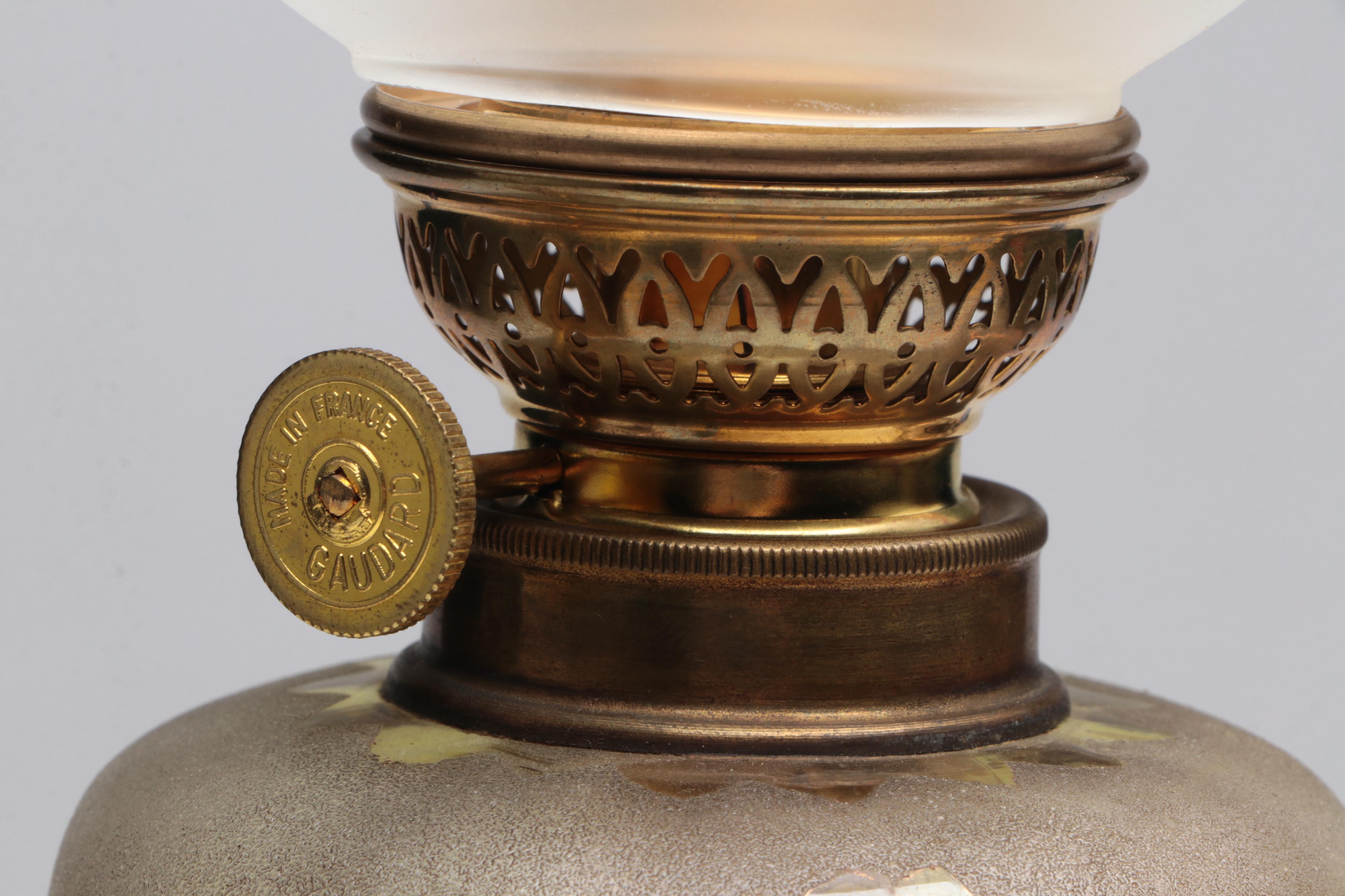 Victorian Brass and Glass Oil Peg Lamps with Banquet Oil Lamp