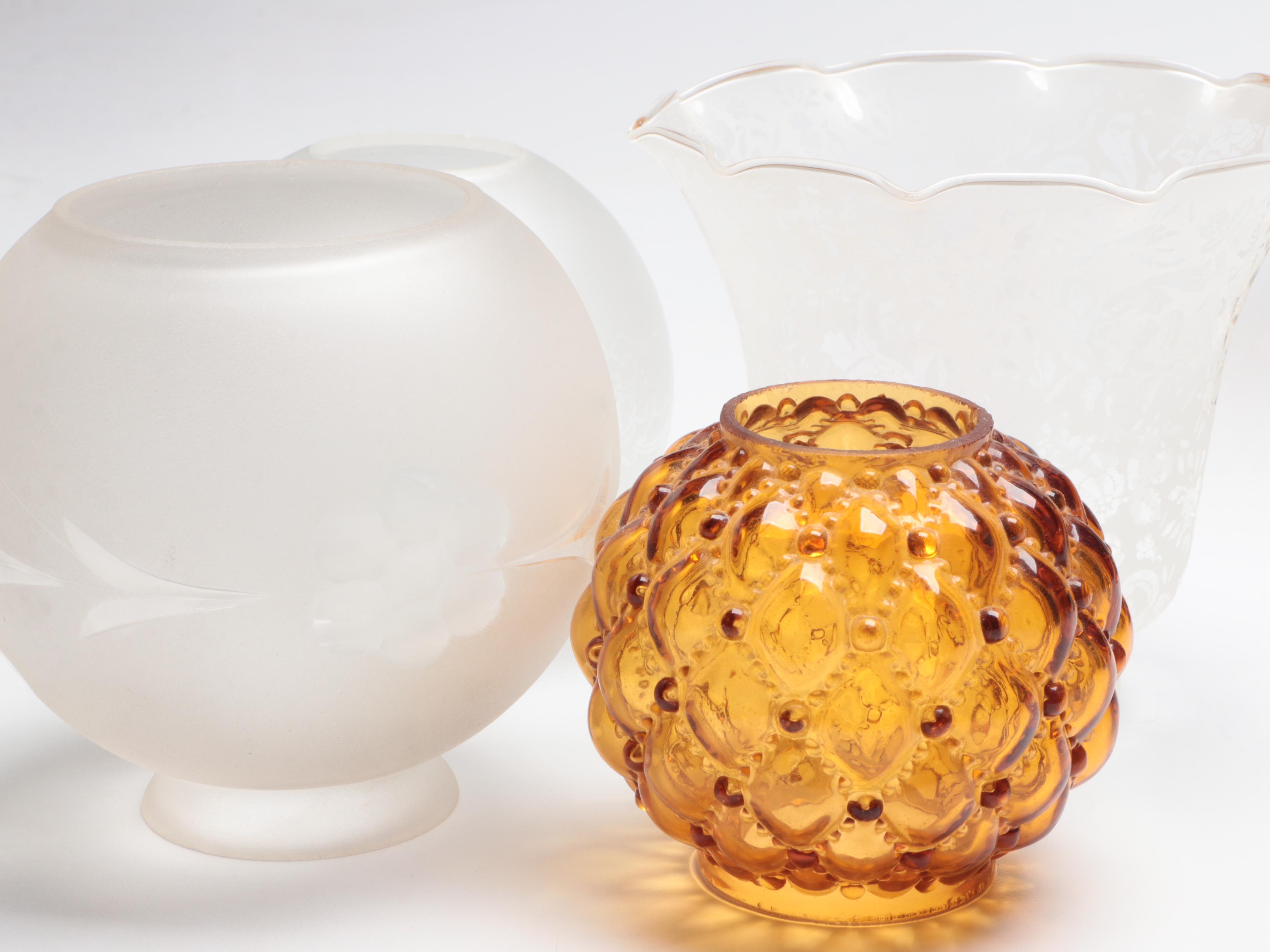 Victorian Brass and Glass Oil Peg Lamps with Banquet Oil Lamp