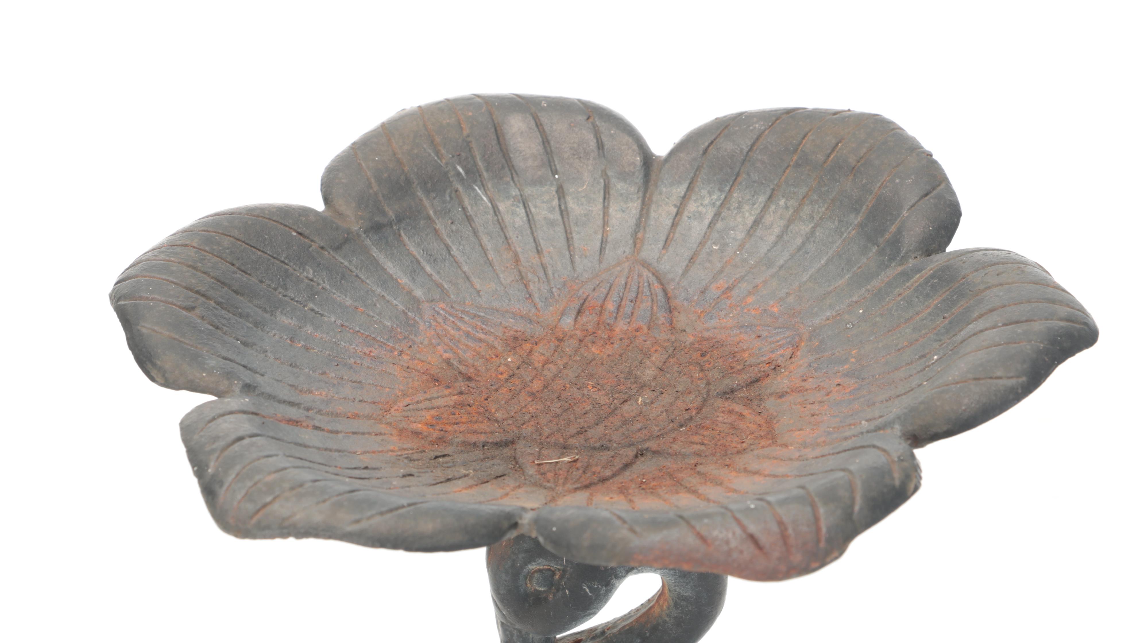 Cast Iron Flamingo-Form Birdbath