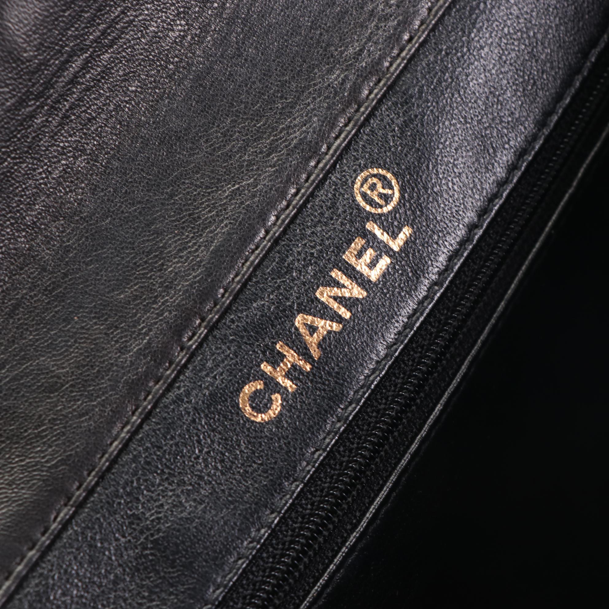 Chanel Jumbo Double Sided Flap Shoulder Bag in Black Matelassé Leather