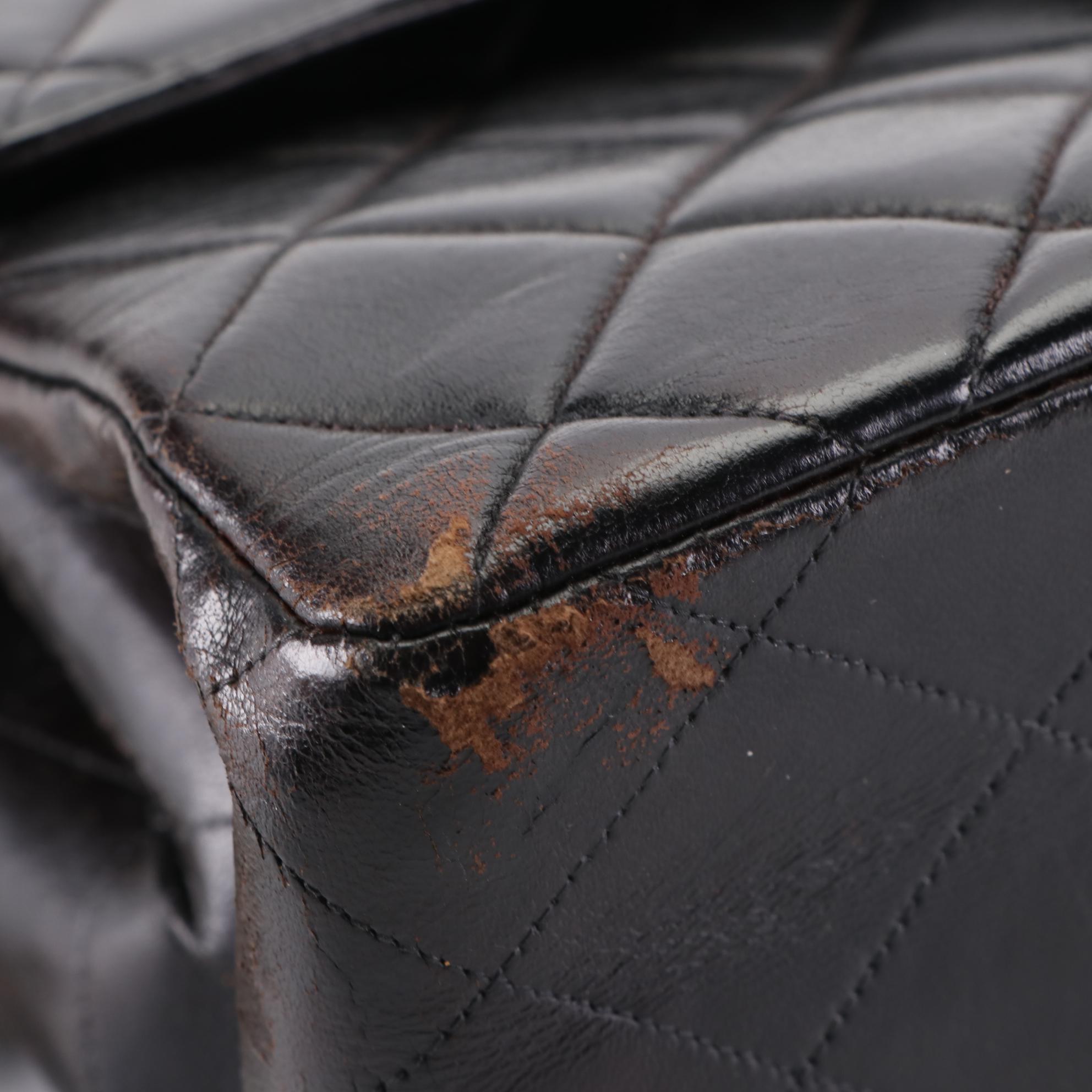 Chanel Jumbo Double Sided Flap Shoulder Bag in Black Matelassé Leather