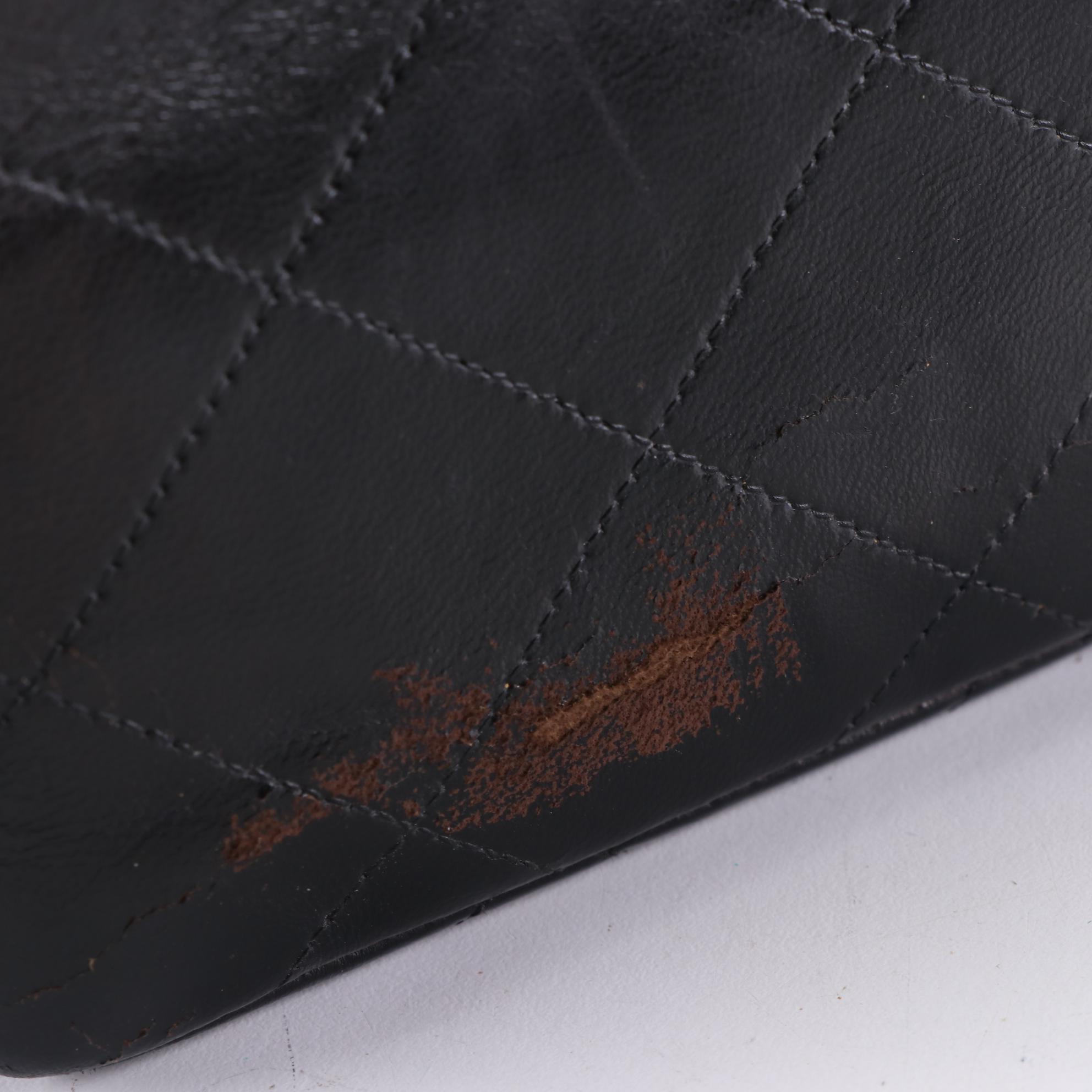 Chanel Jumbo Double Sided Flap Shoulder Bag in Black Matelassé Leather