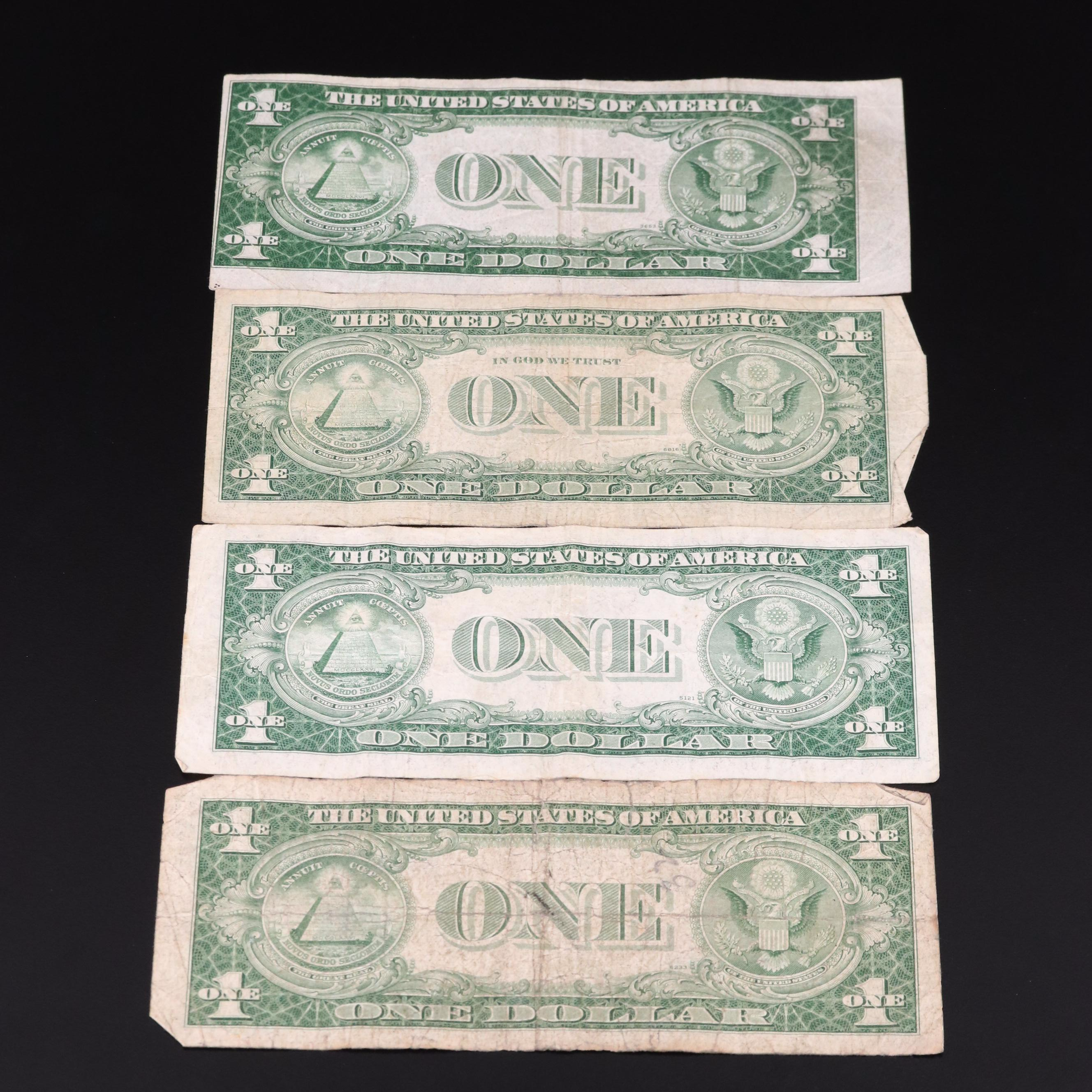 Group of Seventy-Two Circulated One Dollar Silver Certificates