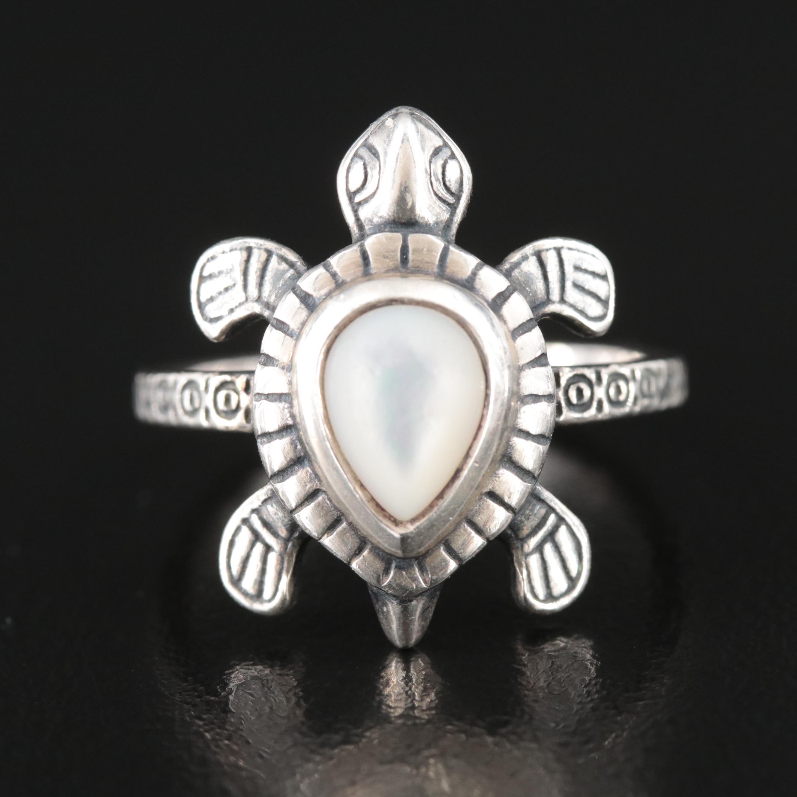 James Avery Sterling Mother-of-Pearl Turtle Ring
