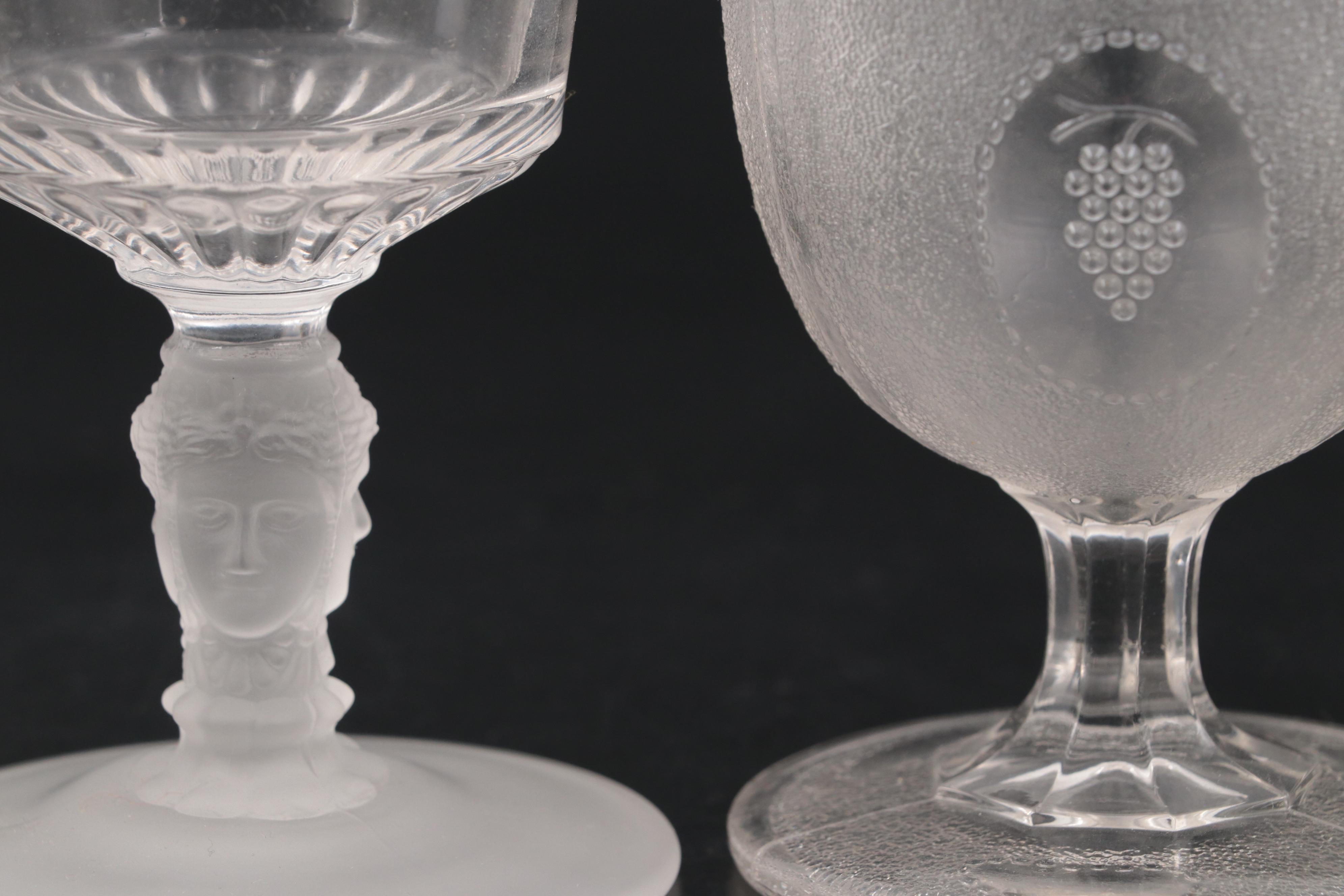 Duncan and Miller "Three Faces" Glass Water Goblet with More Table Accessories