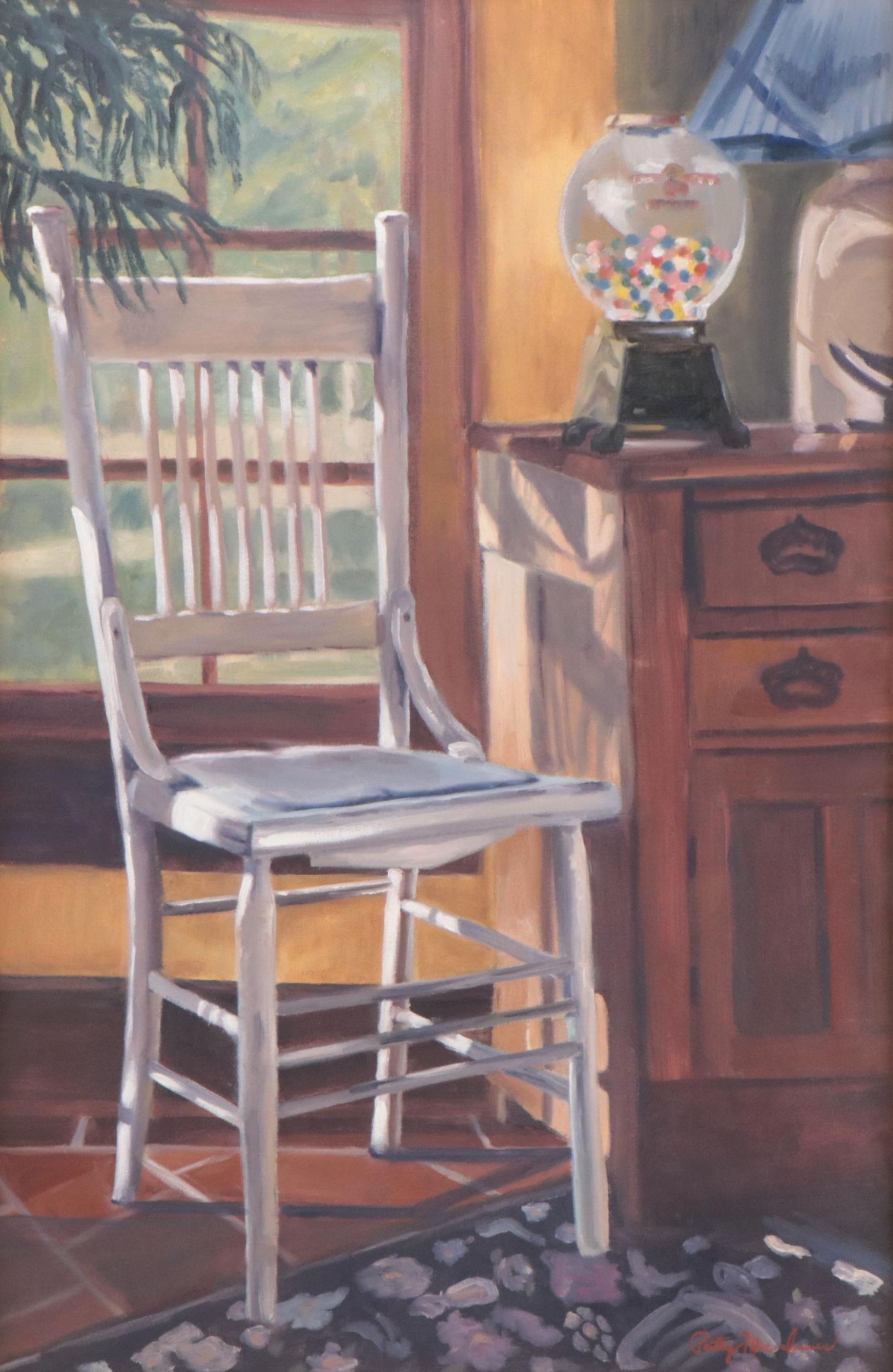 Patty MacInnis Still Life Oil Painting of Chair By Window
