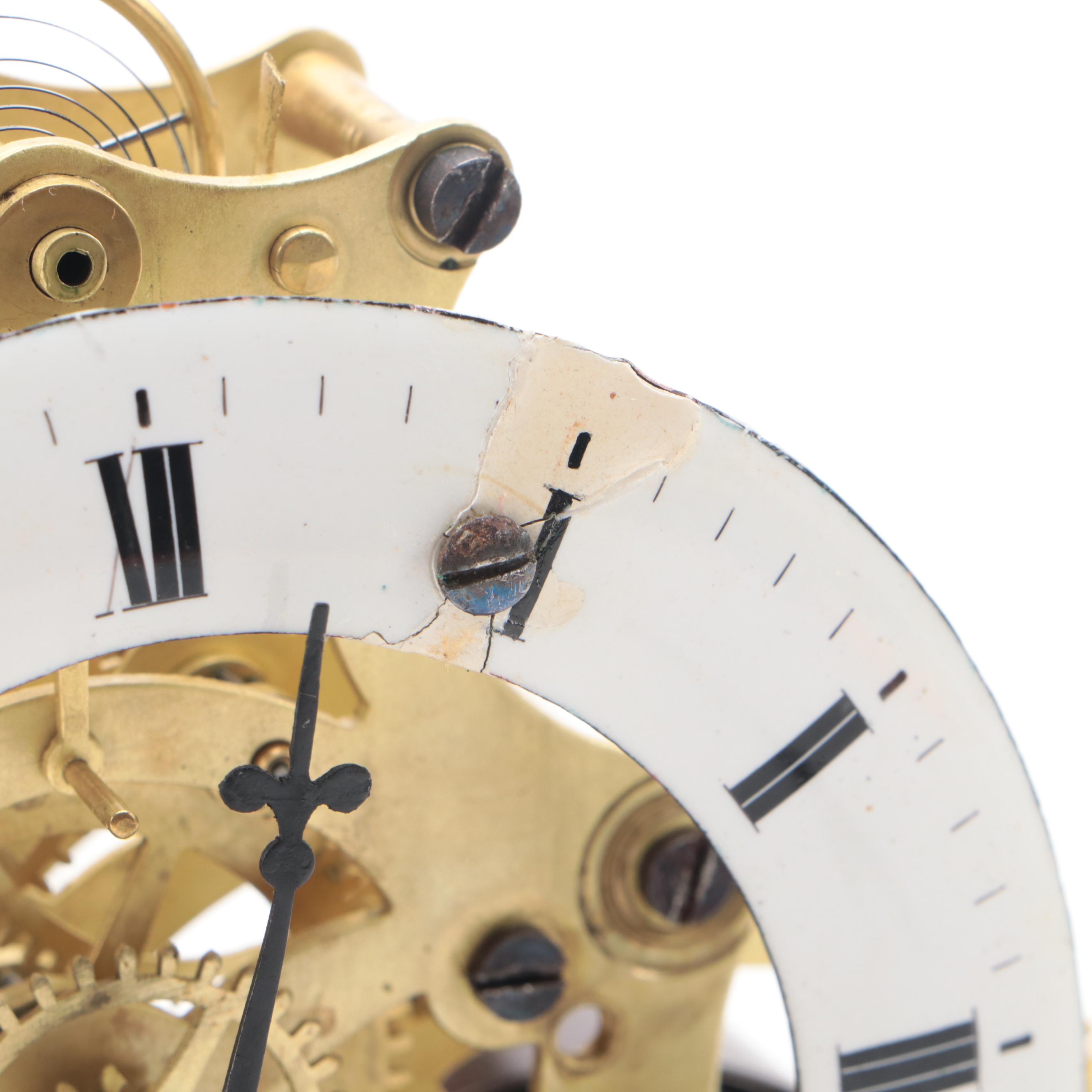 Victorian Brass Cloche Dome Skeleton Clock, Late 19th/ Early 20th Century