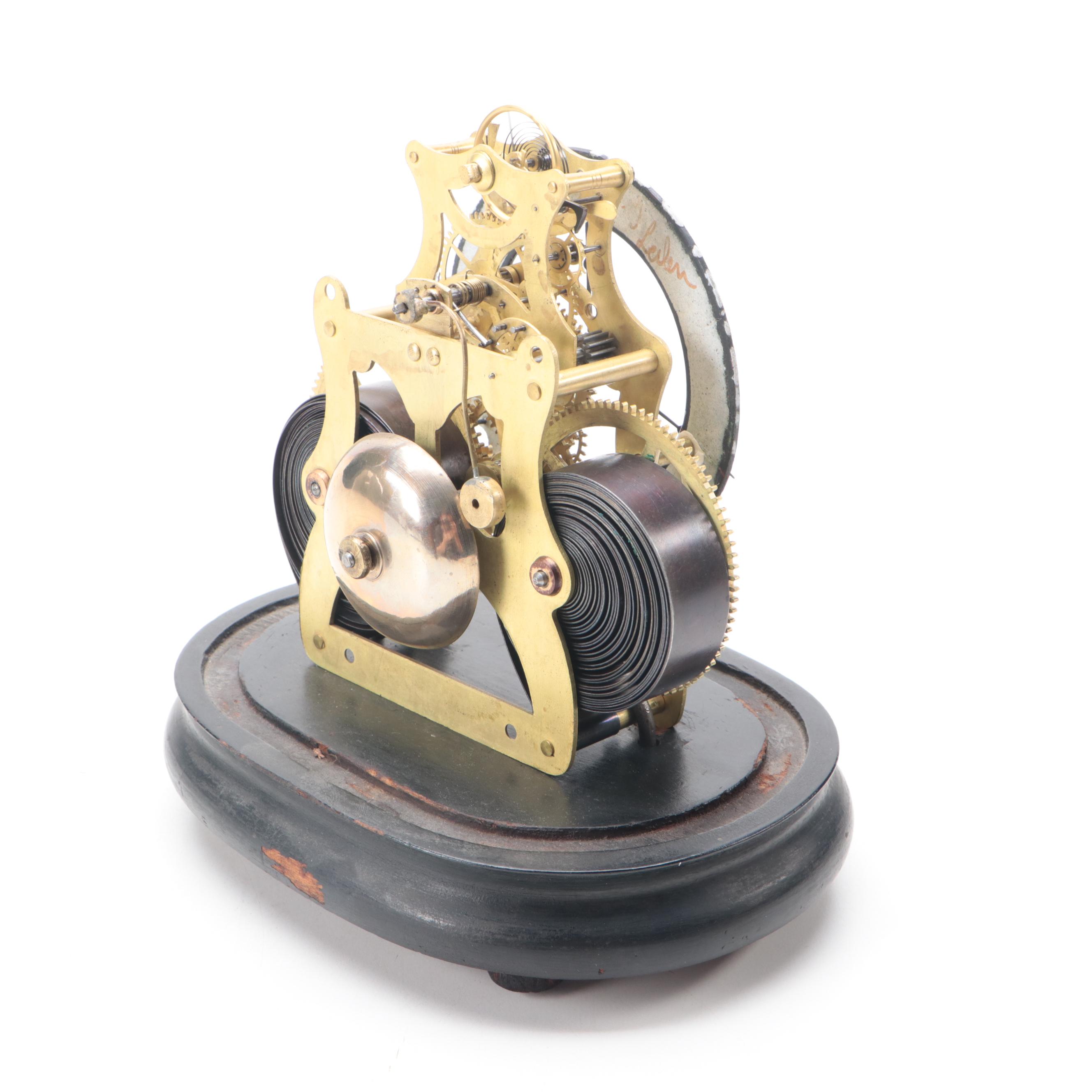 Victorian Brass Cloche Dome Skeleton Clock, Late 19th/ Early 20th Century