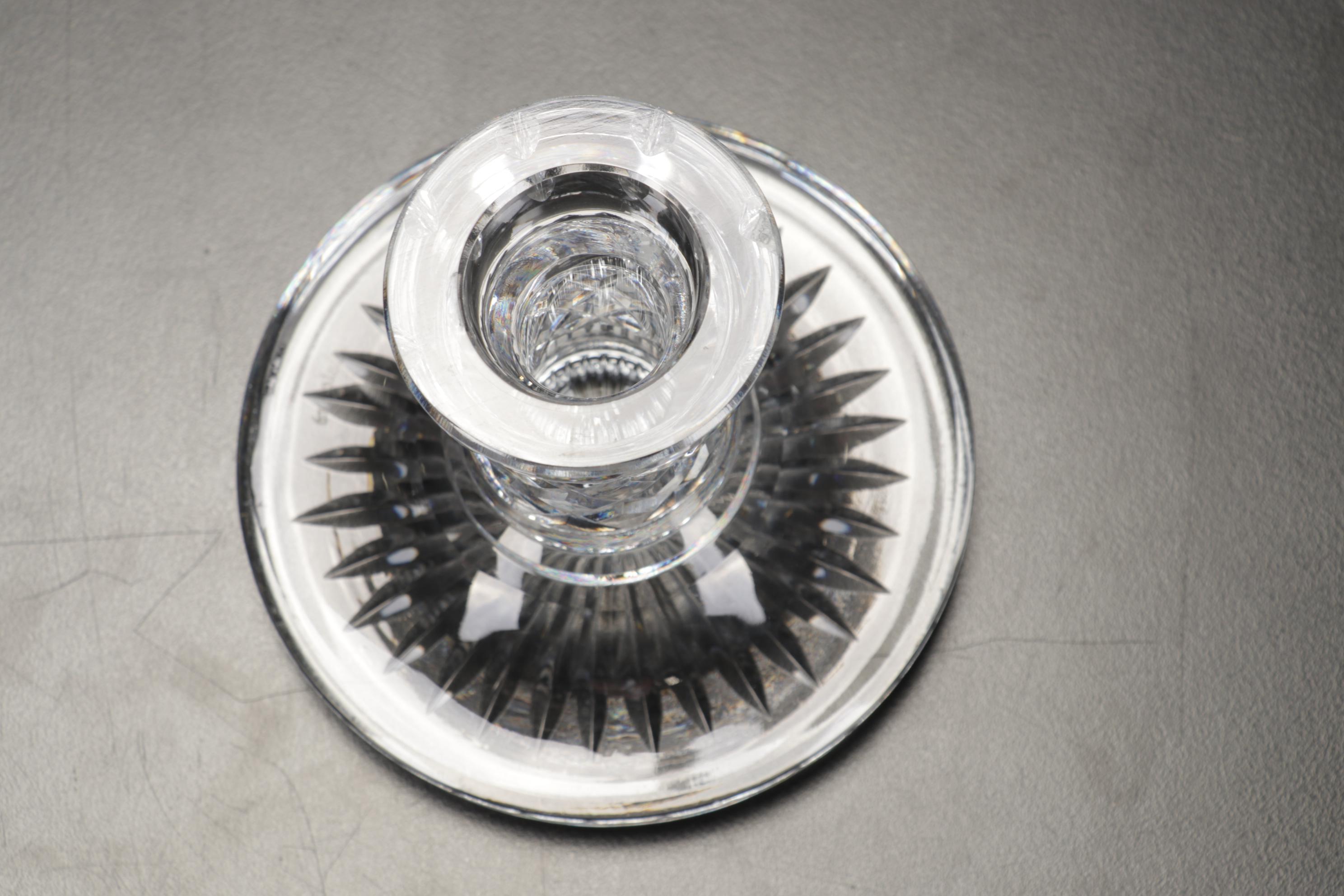 Pair of Waterford Candle Holders with American Brilliant Style Glasses