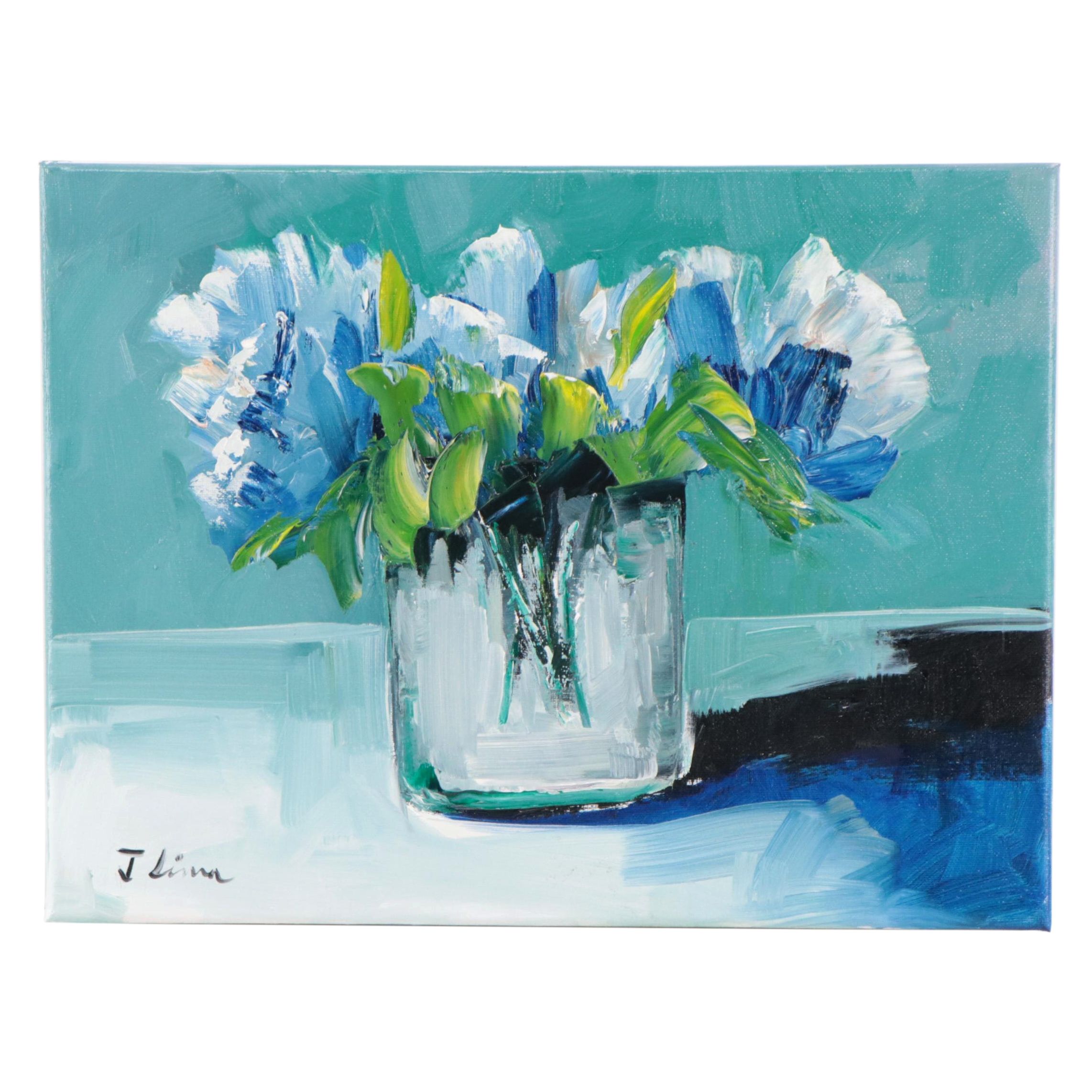 José M. Lima Floral Still Life Oil Painting, 2023