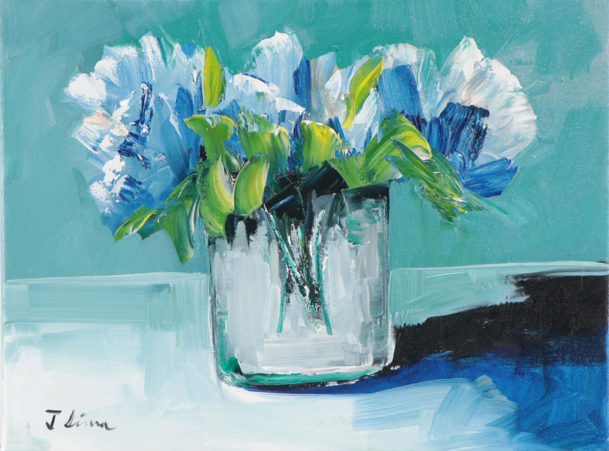 José M. Lima Floral Still Life Oil Painting, 2023