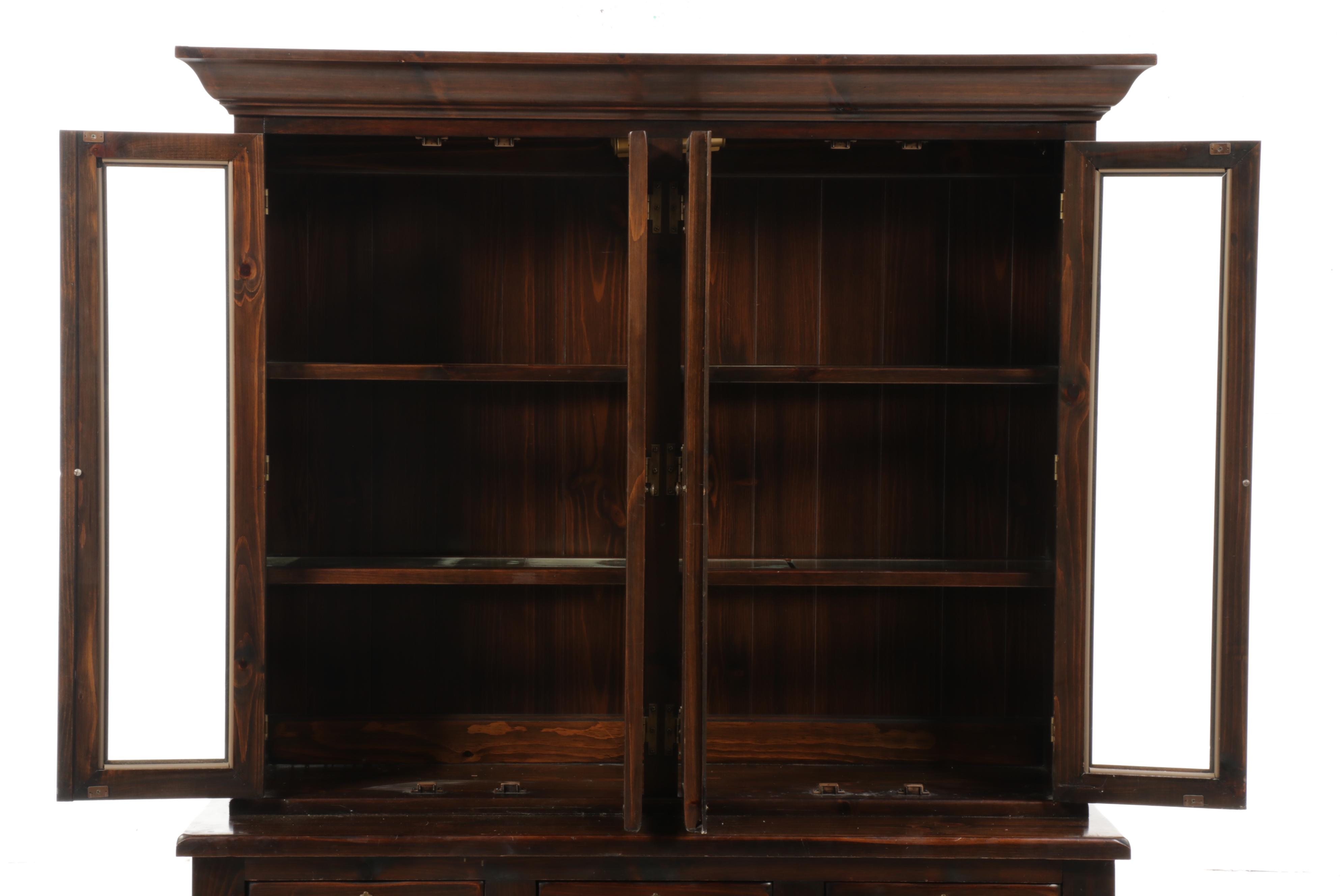 American Colonial Style Pine Cupboard, 1970s