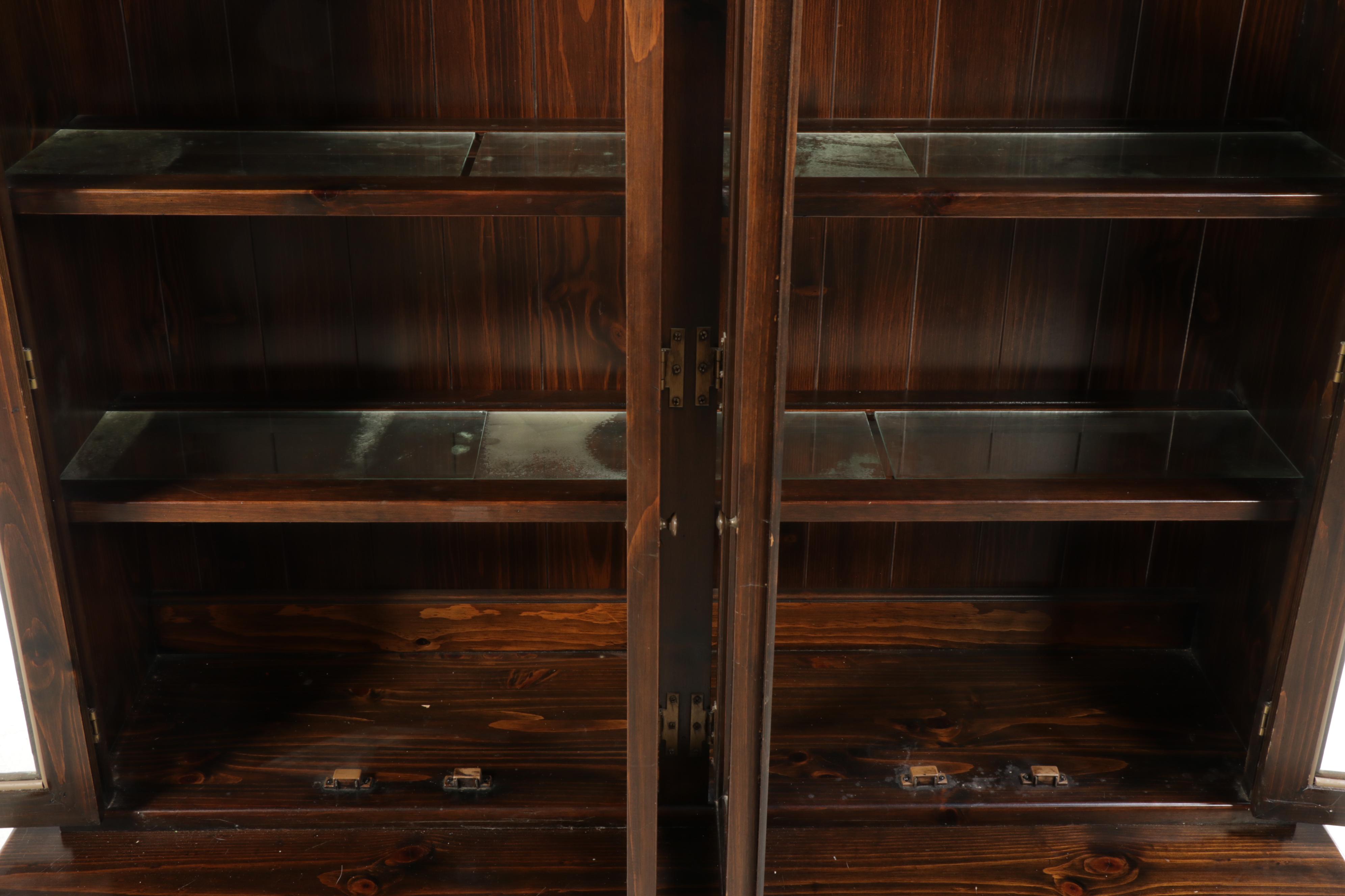 American Colonial Style Pine Cupboard, 1970s