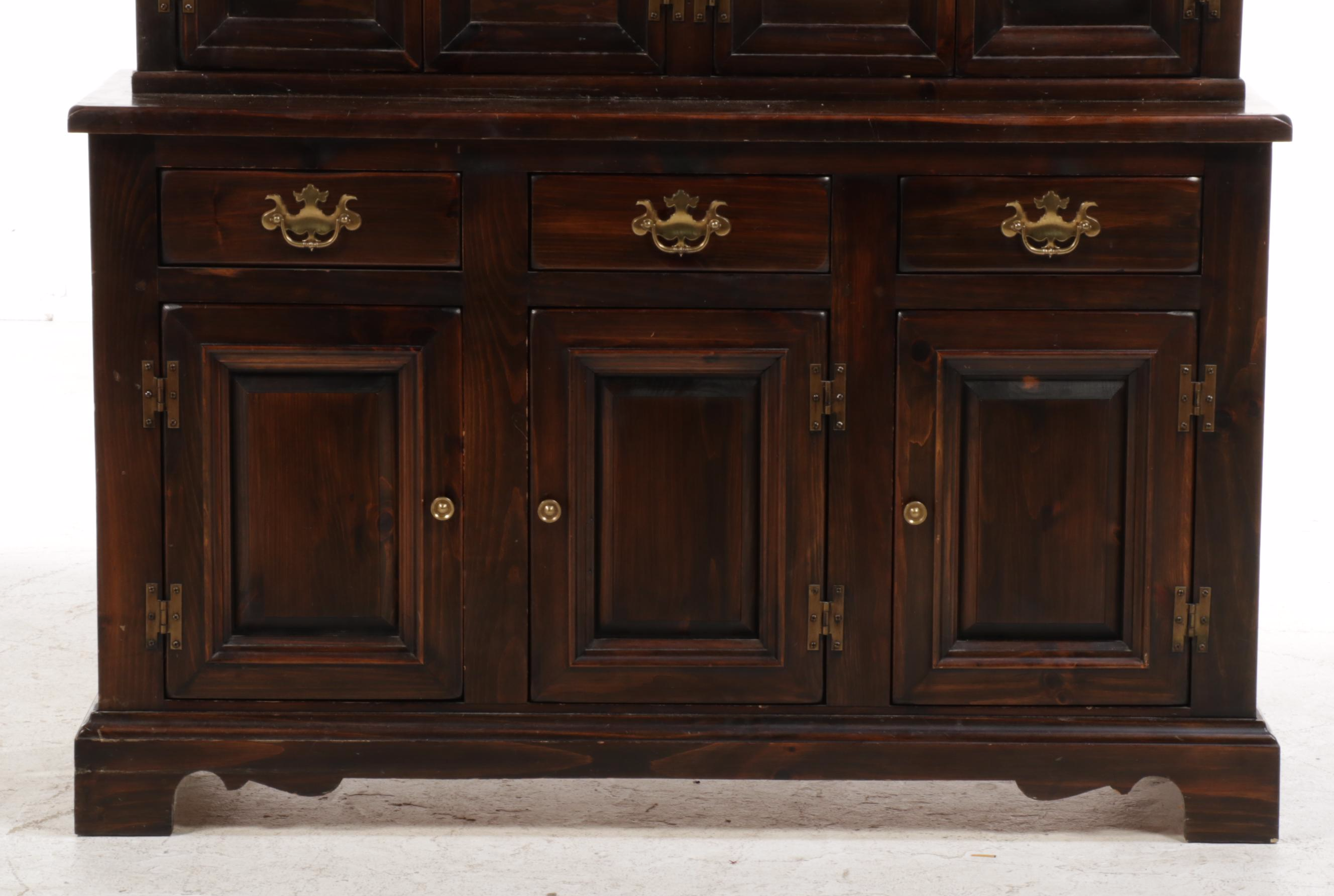 American Colonial Style Pine Cupboard, 1970s