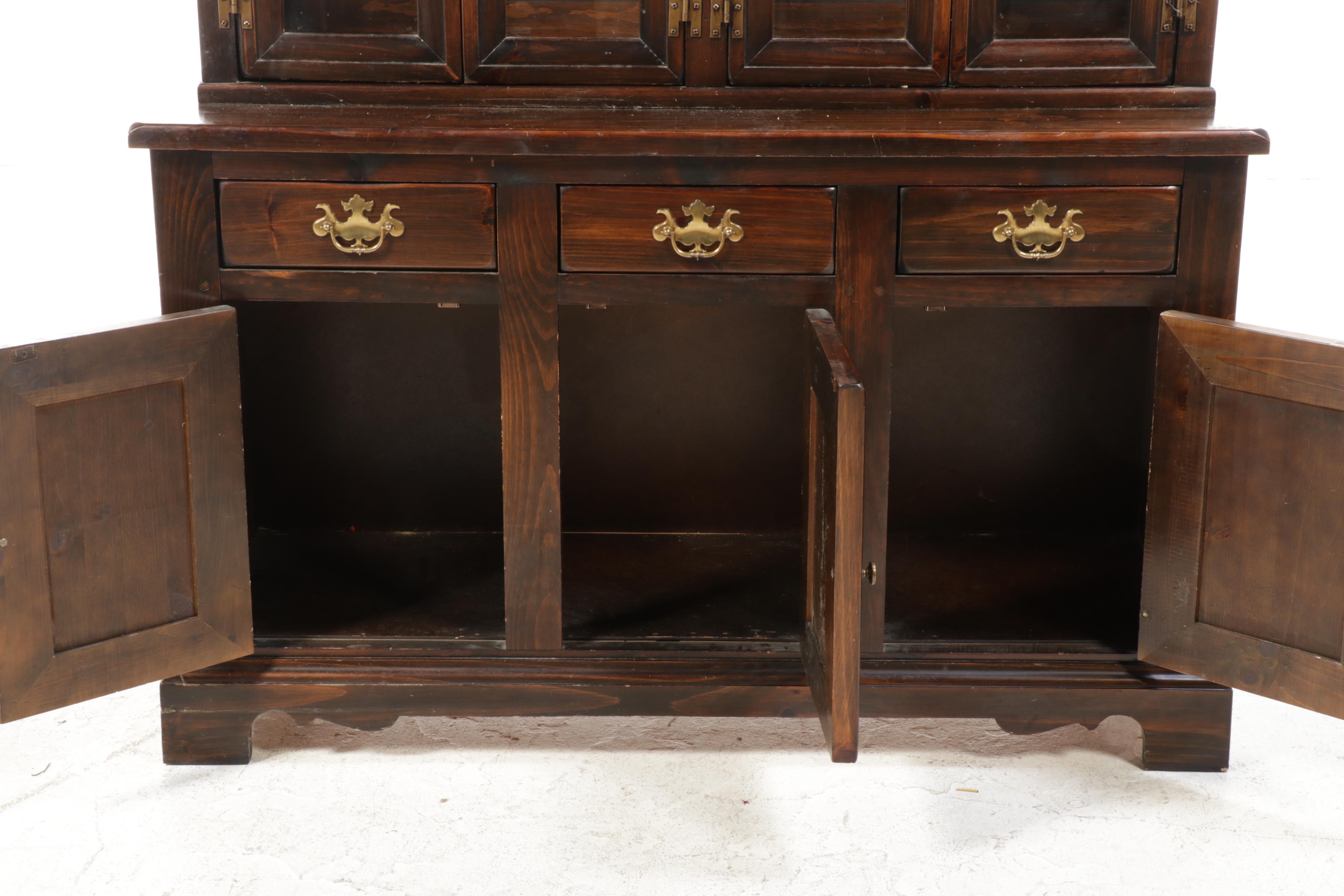 American Colonial Style Pine Cupboard, 1970s