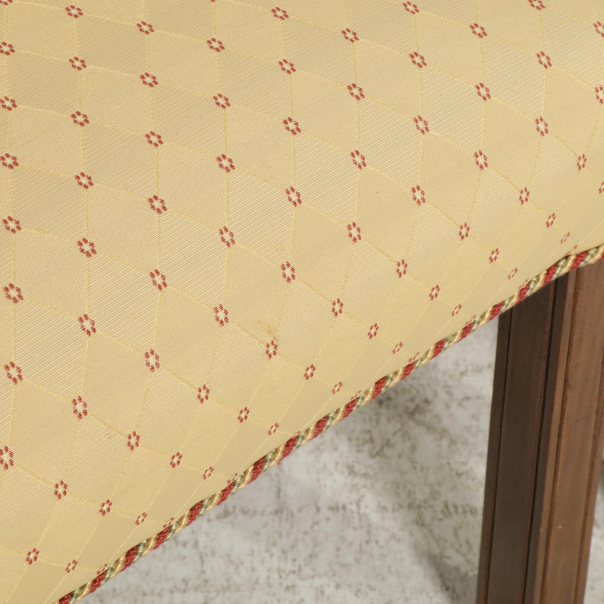 Four Custom-Upholstered and Mahogany-Stained Dining Chairs