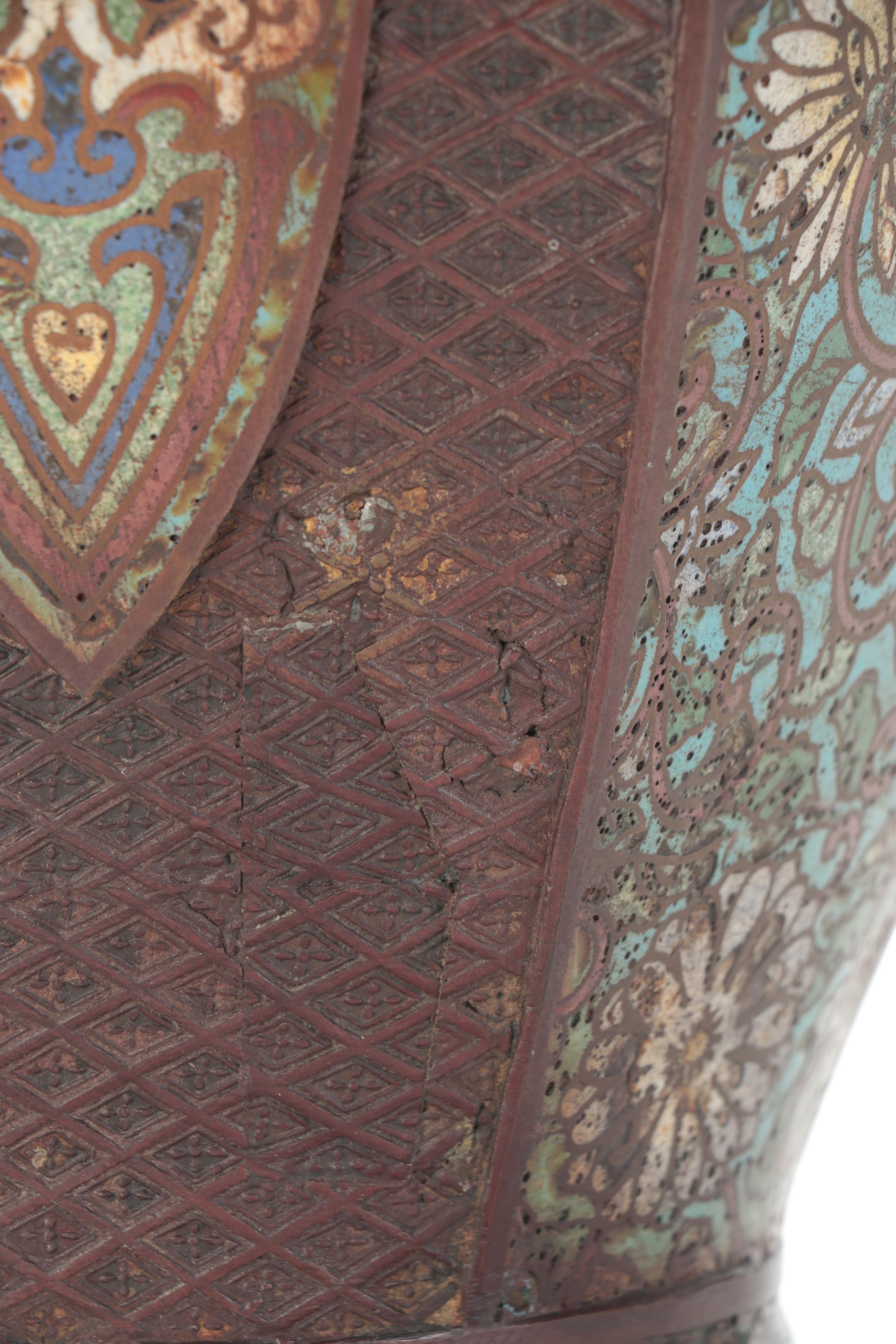 Japanese Champlevé Enamel and Bronze Urn, Early 20th Century