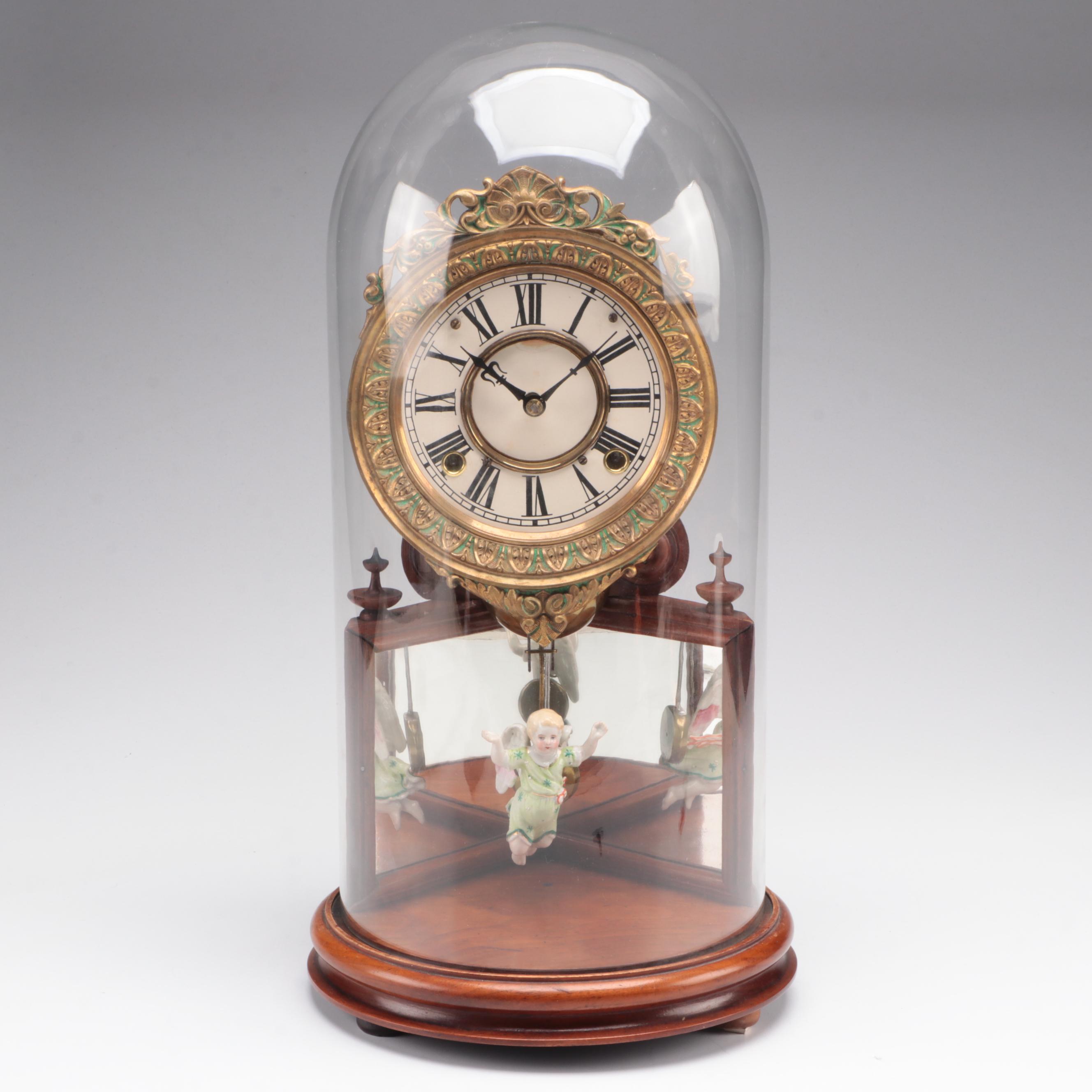 H.J. Davies Crystal Gem Dome Mantel Clock and Mirror, 1875