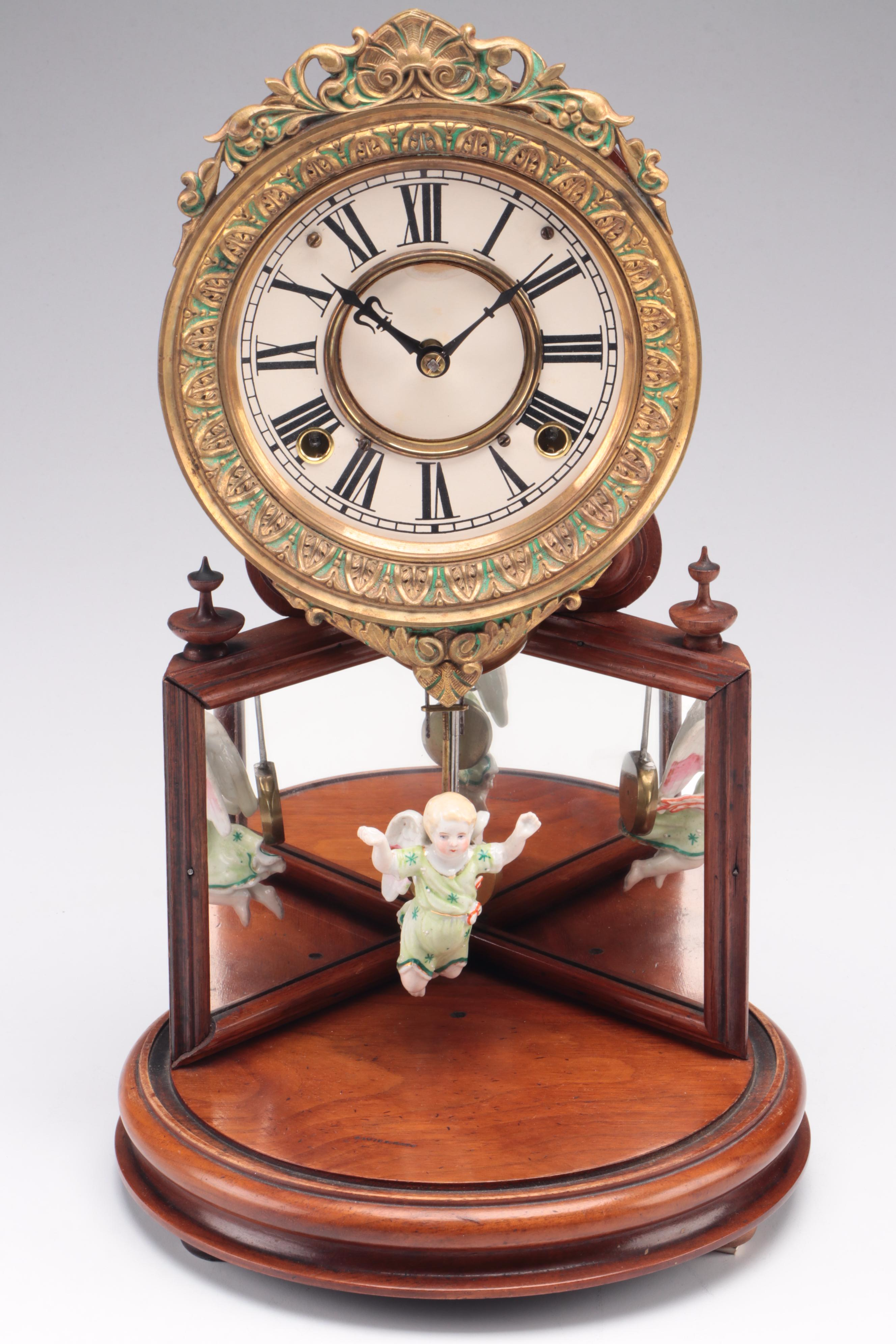H.J. Davies Crystal Gem Dome Mantel Clock and Mirror, 1875